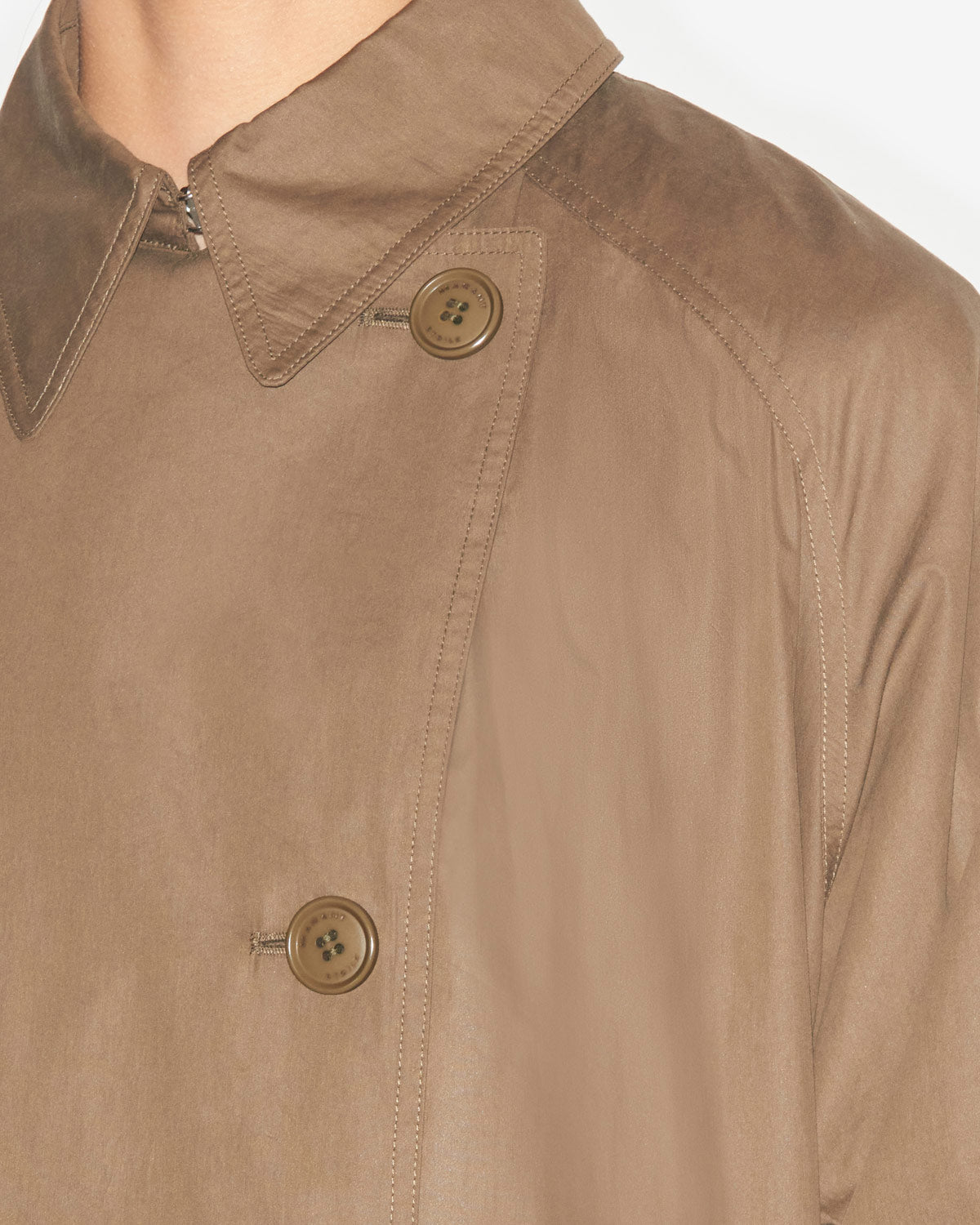 카를로타(carlota) 멜란지 코튼 플레인 트렌치 코트 - 카키색 옷감 - Woman - 2