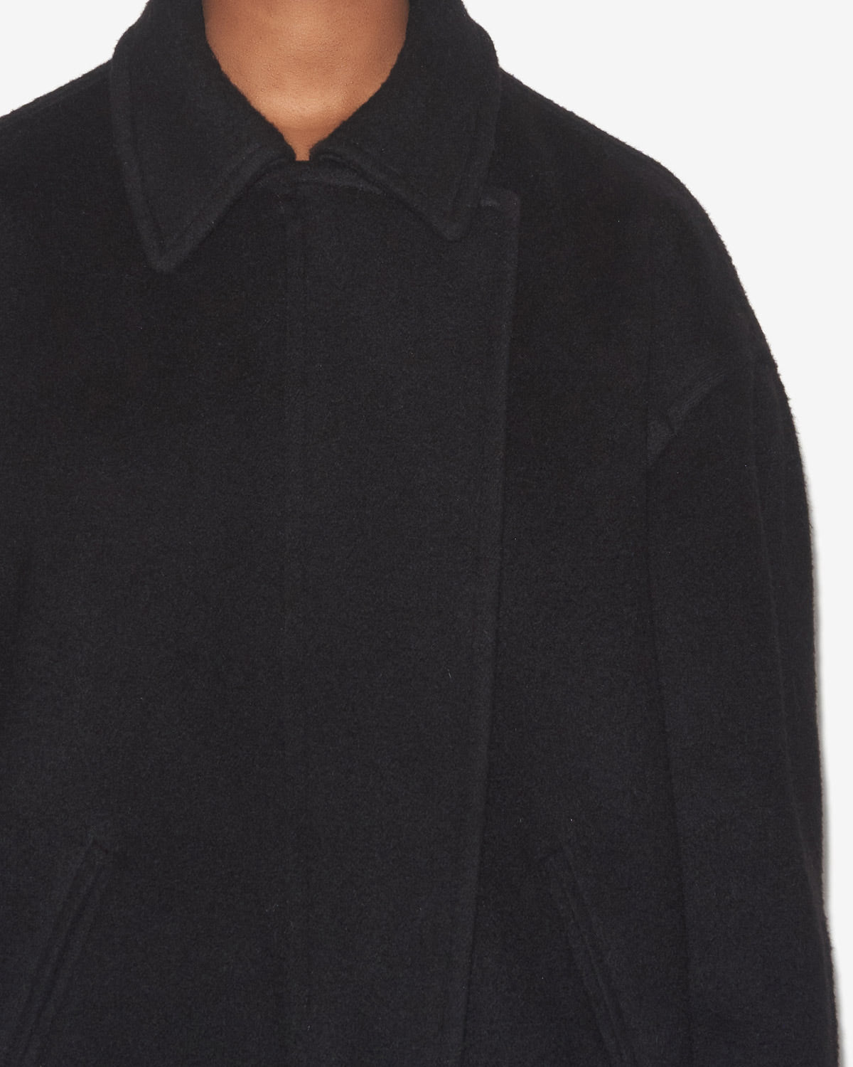 Eveline coat in plain-colored cashmere and wool - Black - Woman - 2