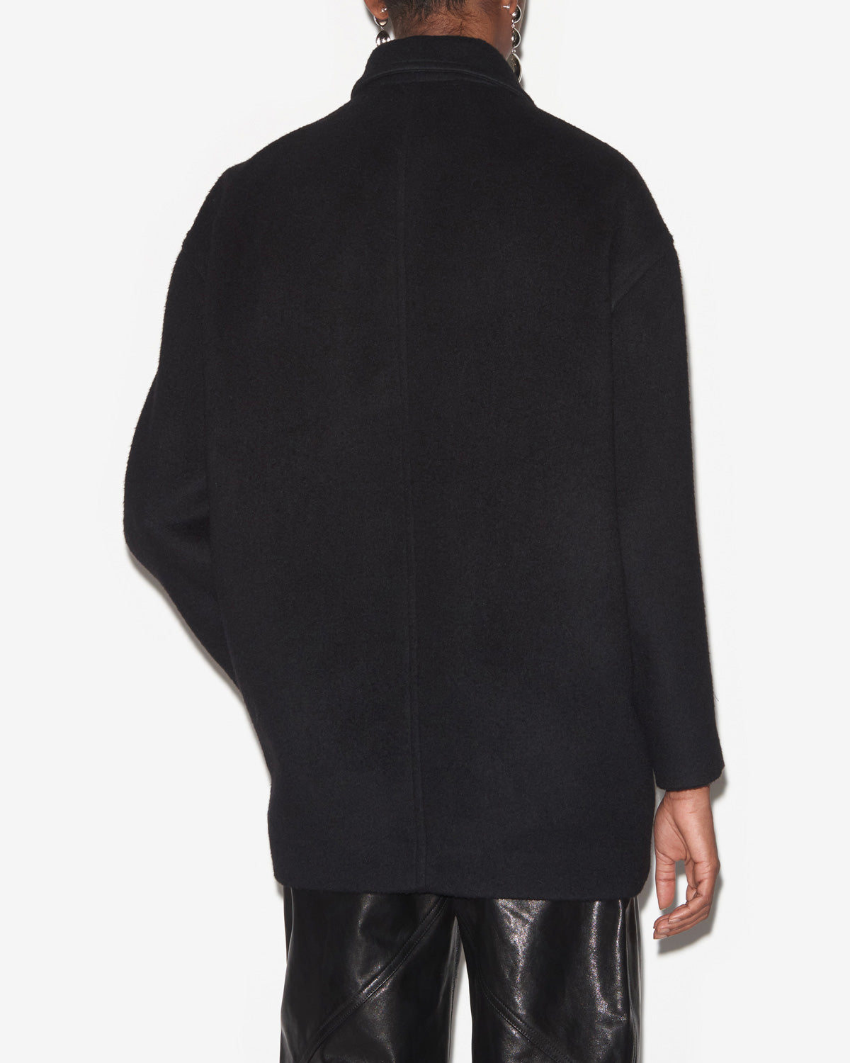 Eveline coat in plain-colored cashmere and wool - Black - Woman - 4