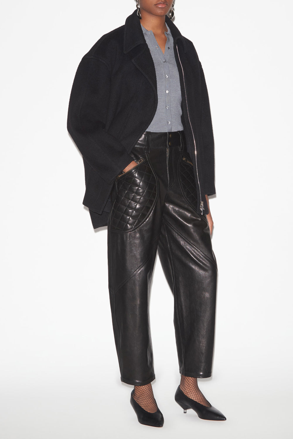 Eveline coat in plain-colored cashmere and wool - Black - Woman - 2