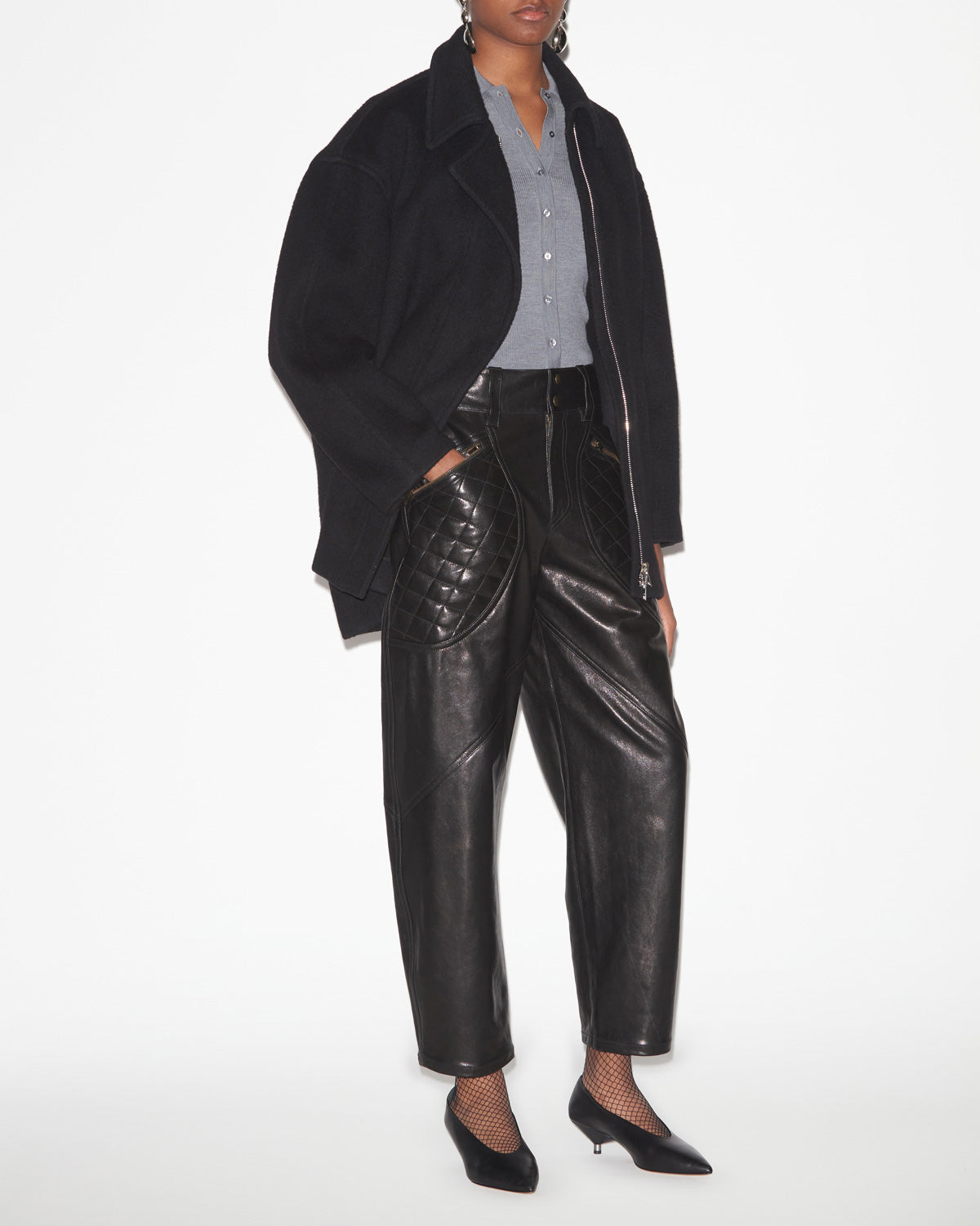 Eveline coat in plain-colored cashmere and wool - Black - Woman - 1