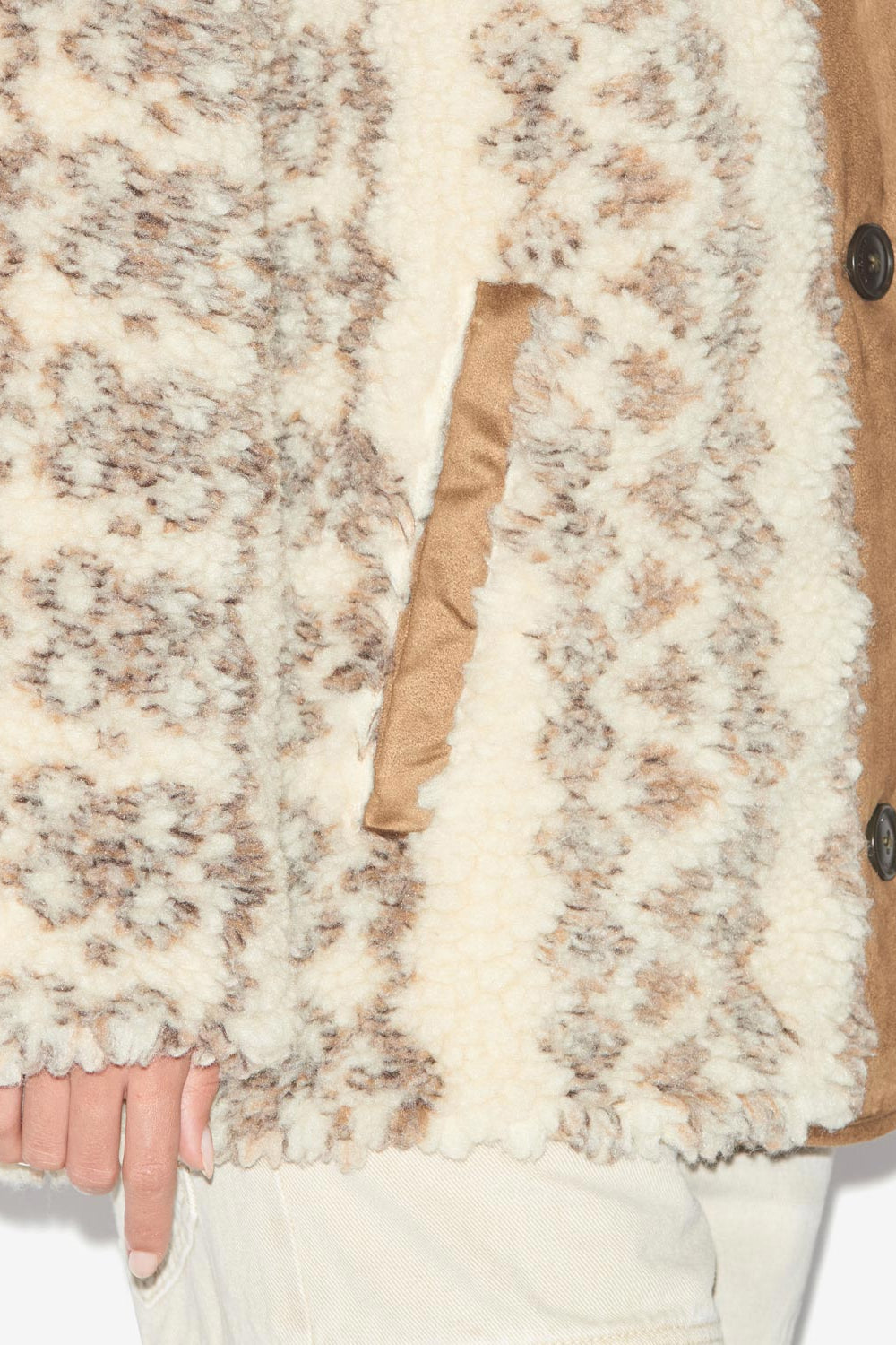 Memma reversible printed and quilted shearling style coat - Ecru-brown - Woman - 3