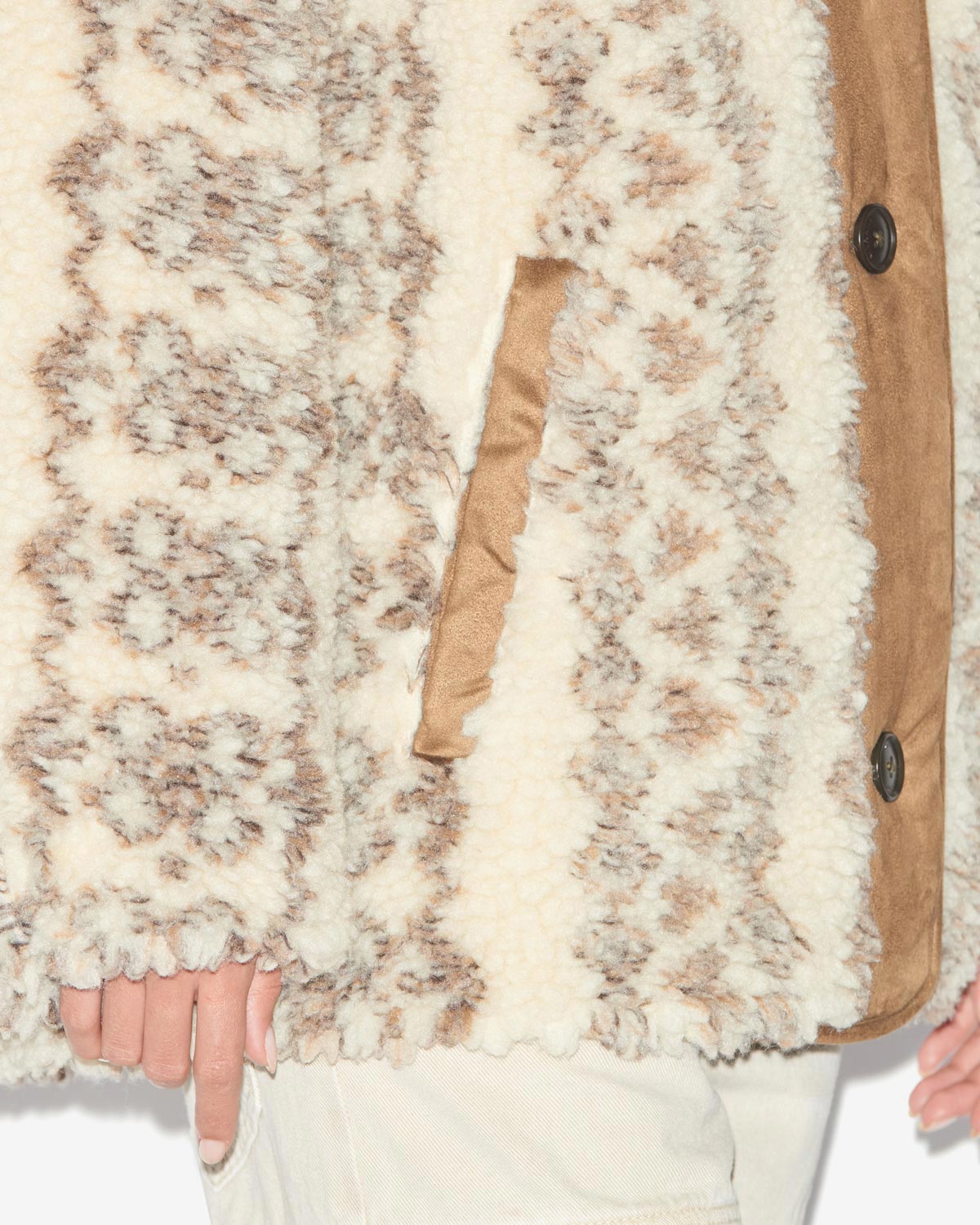 Cappotto memma reversibile effetto sherpa stampato e imbottito - Ecru-brown - Woman - 2