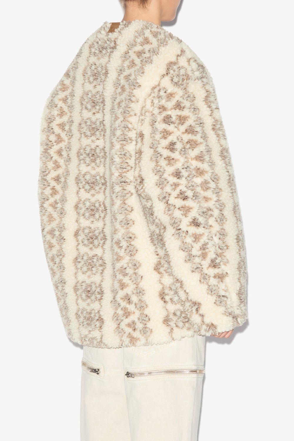 Memma reversible printed and quilted shearling style coat - Ecru-brown - Woman - 5