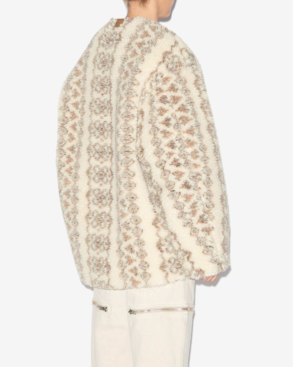 Cappotto memma reversibile effetto sherpa stampato e imbottito - Ecru-brown - Woman - 4