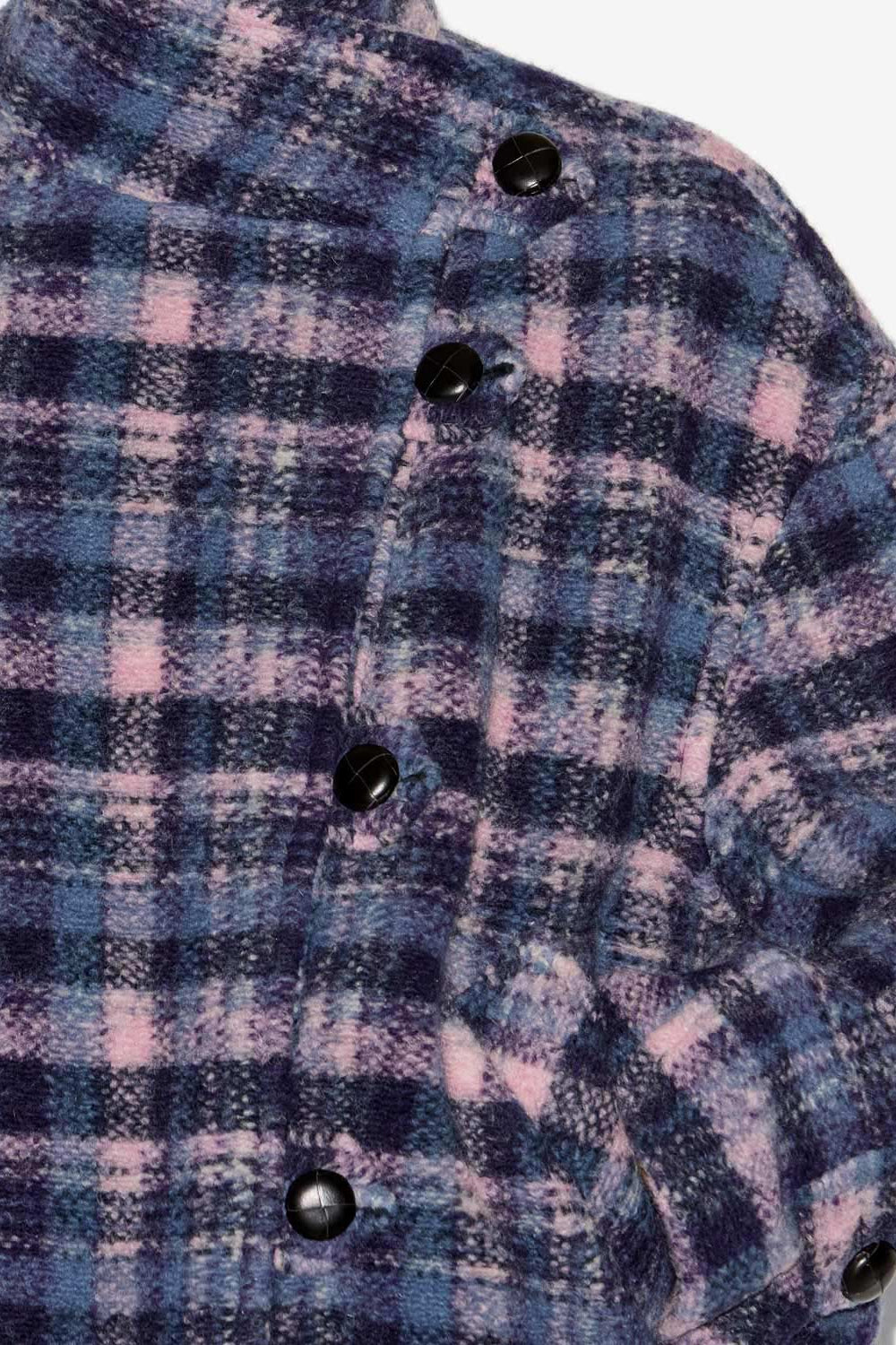 Laeli short checkered wool blend coat - Lilac-navy - Woman - 3