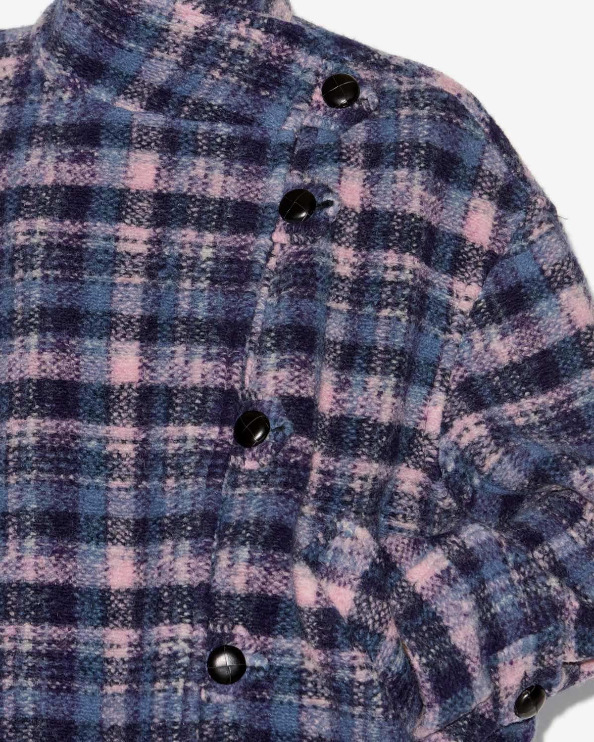 Laeli short checkered wool blend coat - Lilac-navy - Woman - 2