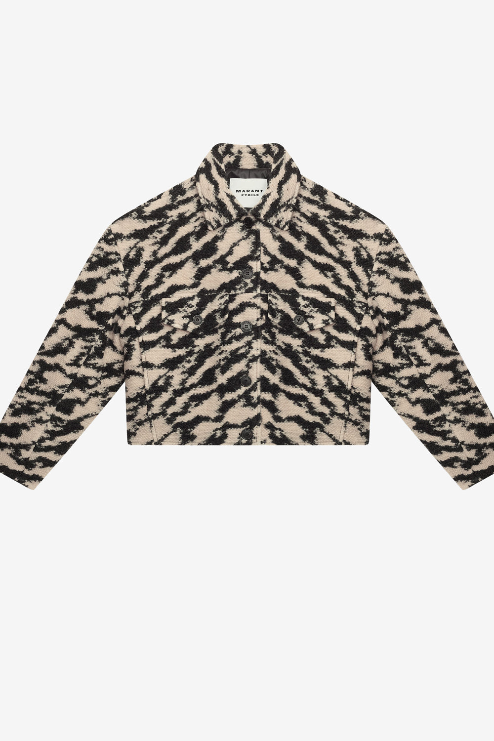 Ferida short wool zebra pattern coat - Black-beige - Woman - 1