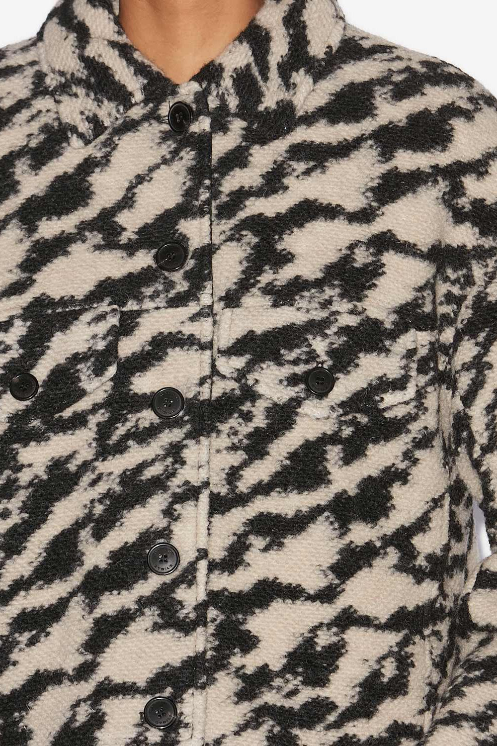 Ferida short wool zebra pattern coat - Black-beige - Woman - 3