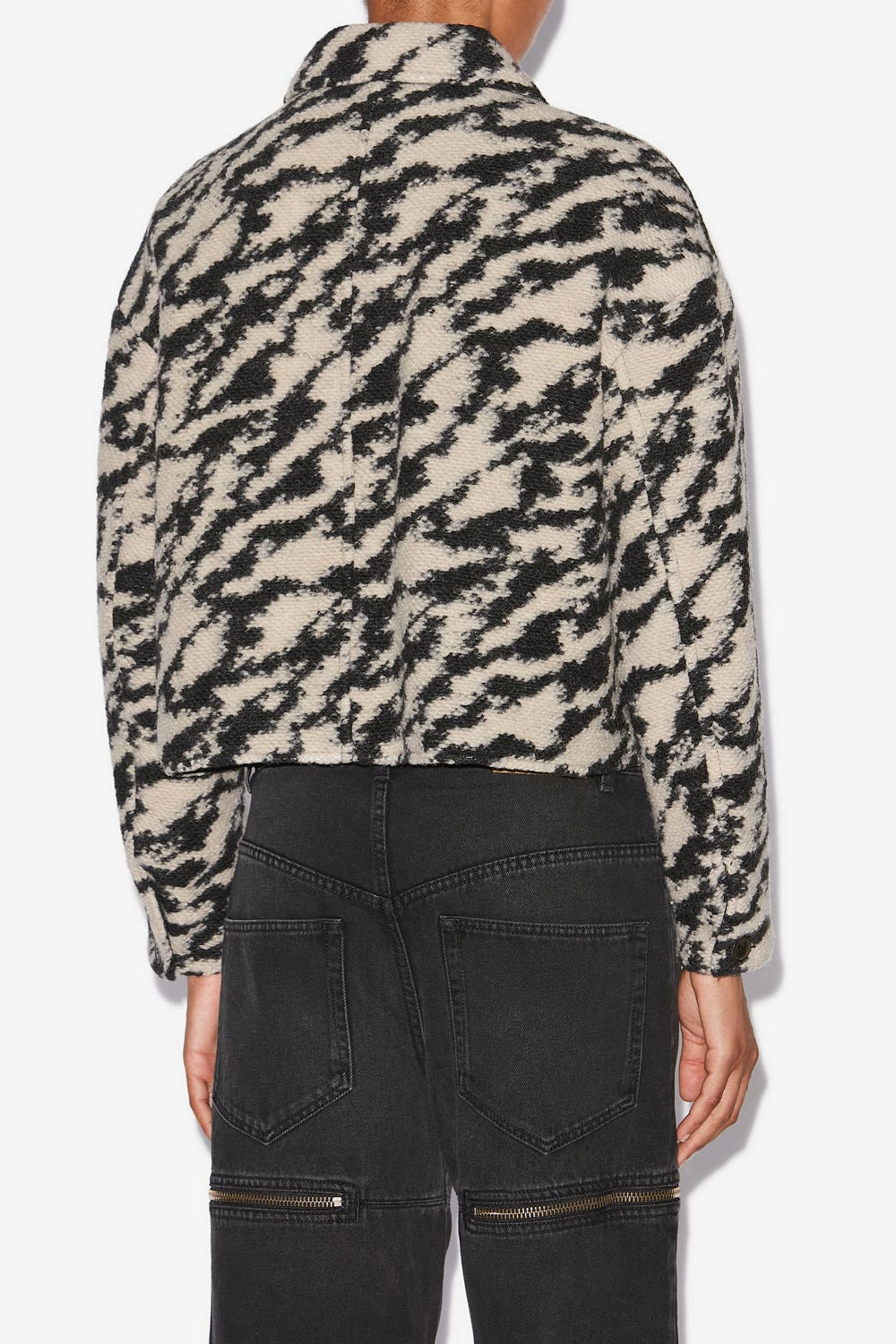 Ferida short wool zebra pattern coat - Black-beige - Woman - 5