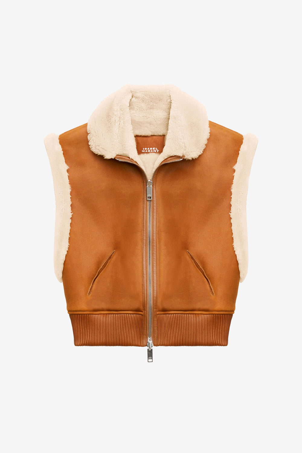 Edwina sleeveless reversible coat in lambskin leather - Cinnamon - Woman - 1