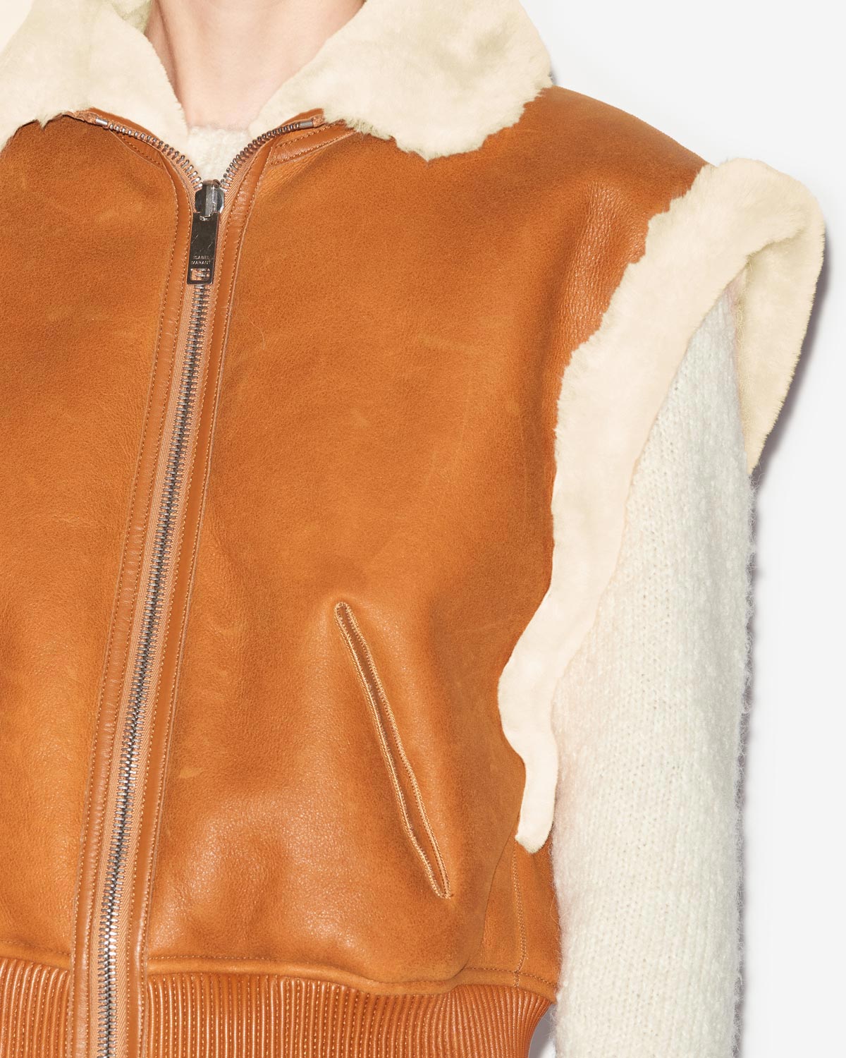 에드위나(edwina) 양가죽 리버시블 민소매 코트 - Cinnamon - Woman - 2