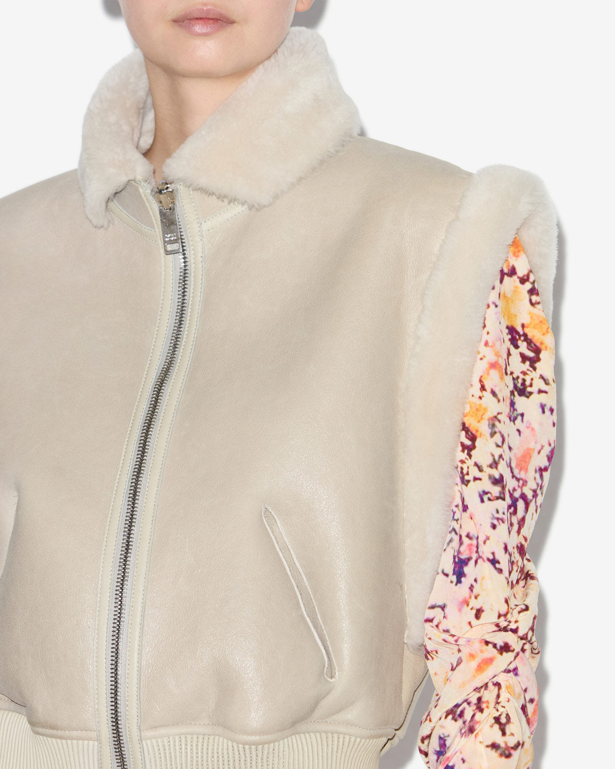 Edwina sleeveless reversible coat in lambskin leather - Chalk - Woman - 2