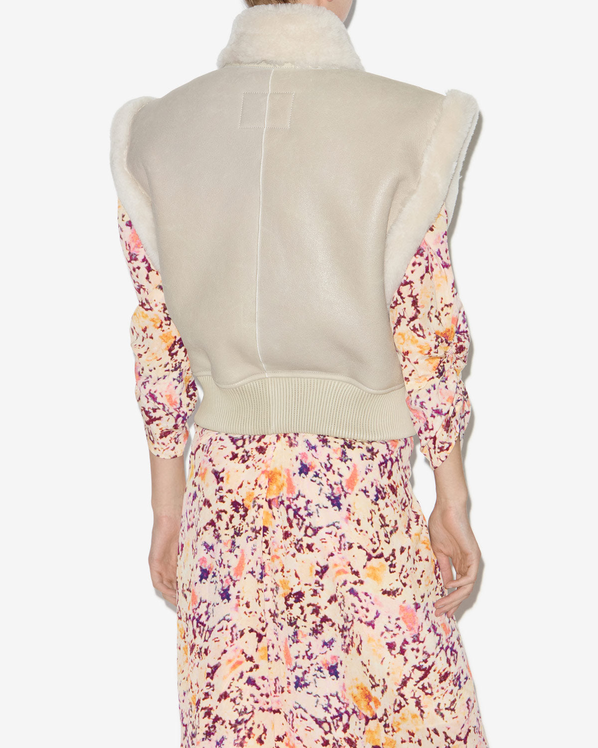 Edwina sleeveless reversible coat in lambskin leather - Chalk - Woman - 4