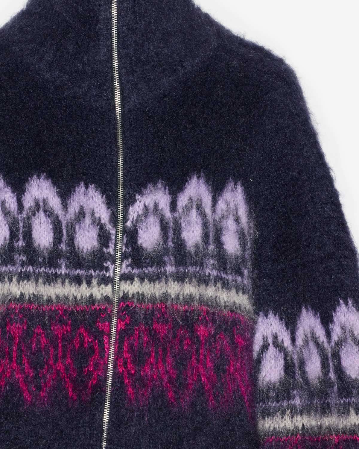 Deloris patterned mohair wool coat - Midnight - Woman - 2