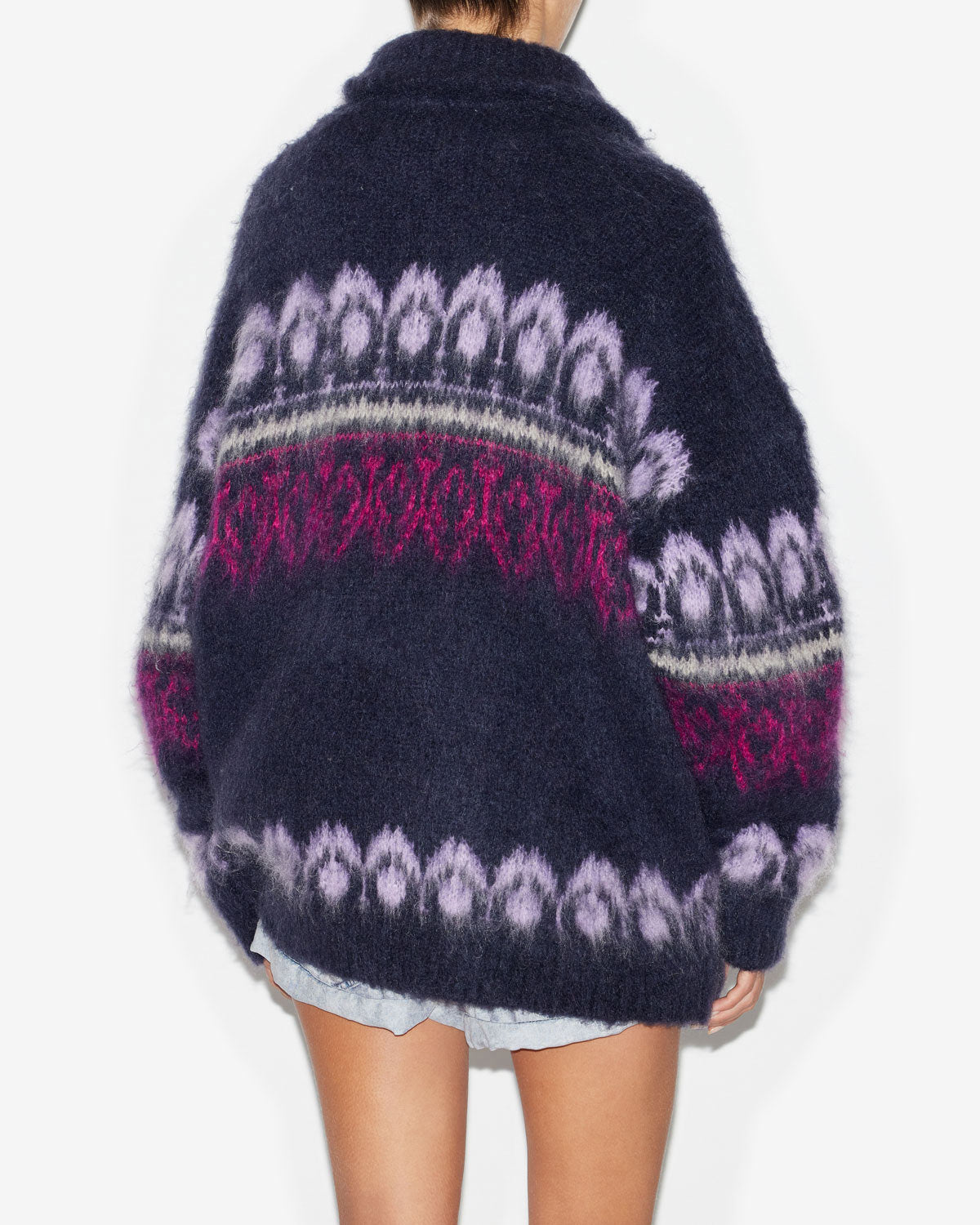 Deloris patterned mohair wool coat - Midnight - Woman - 4