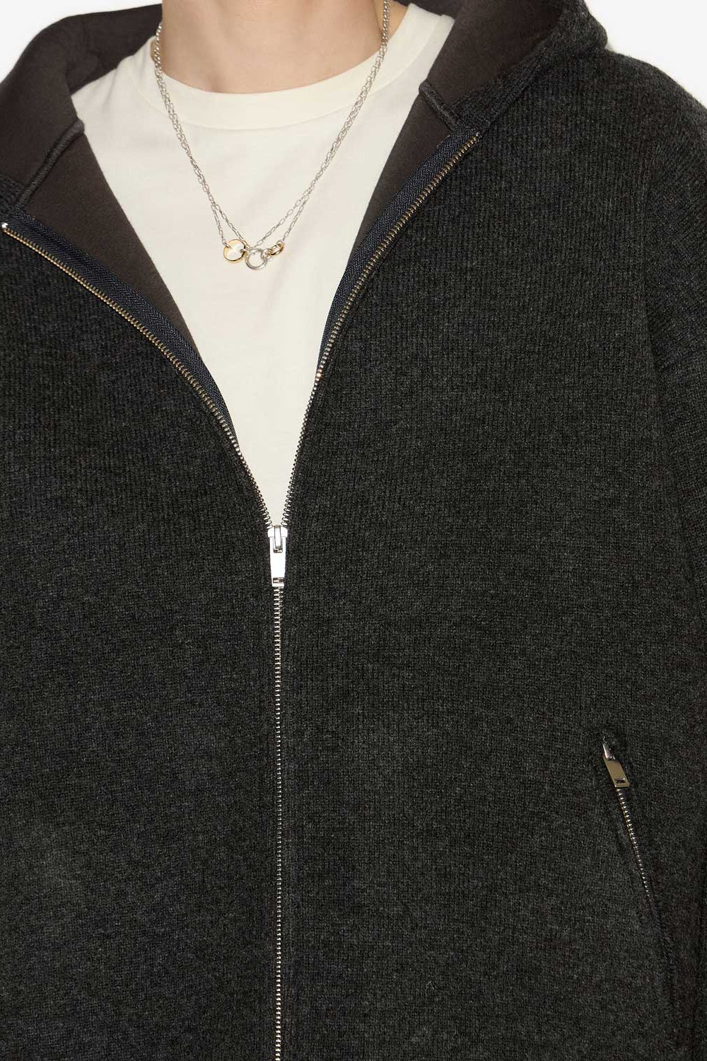 이고르(igor) 멜란지 울 플레인 후드 코트 - Anthracite - Man - 3