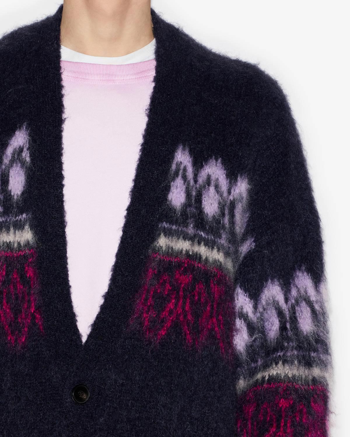 Cappotto dyston a bottoni in lana mohair fantasia - Midnight - Man - 2