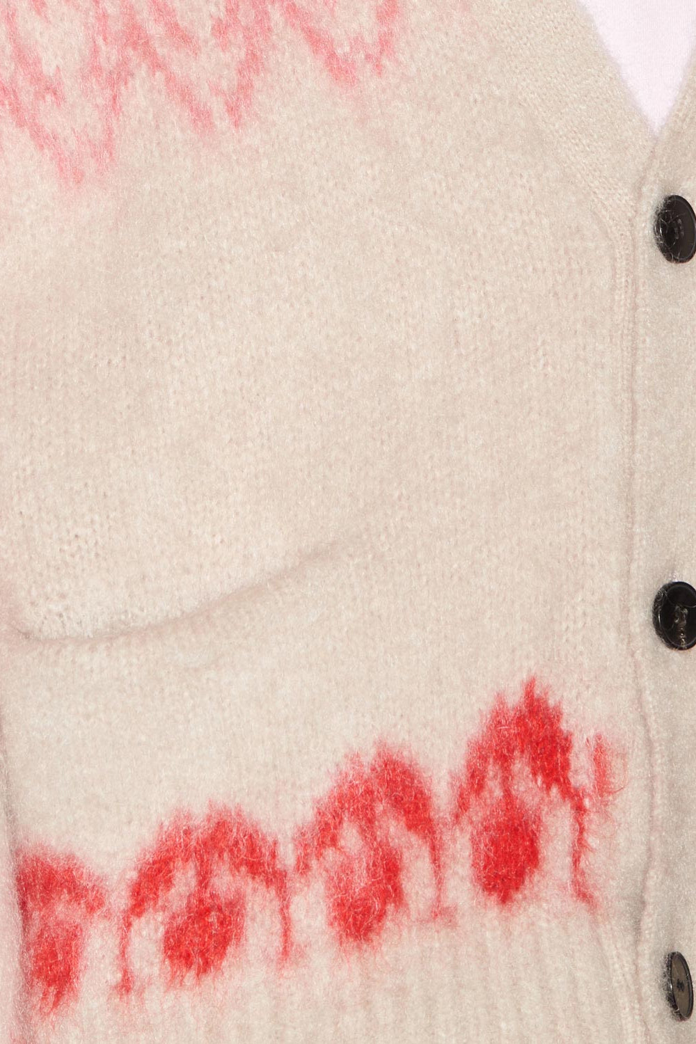 다이스톤 패턴이 있는 모헤어 울 소재의 버튼 코트 - 산딸기 - Man - 3