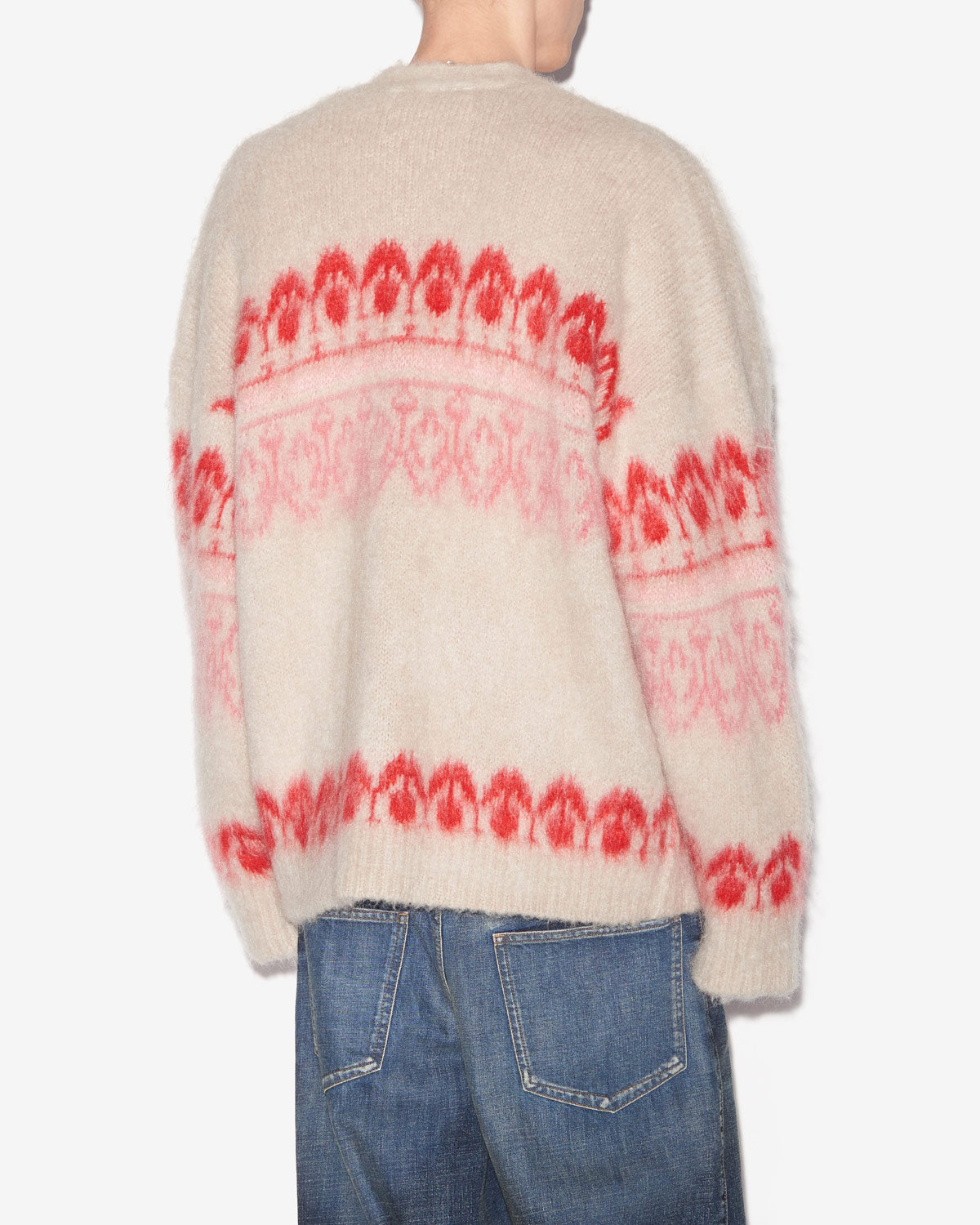 Cappotto dyston a bottoni in lana mohair fantasia - Lampone - Man - 4