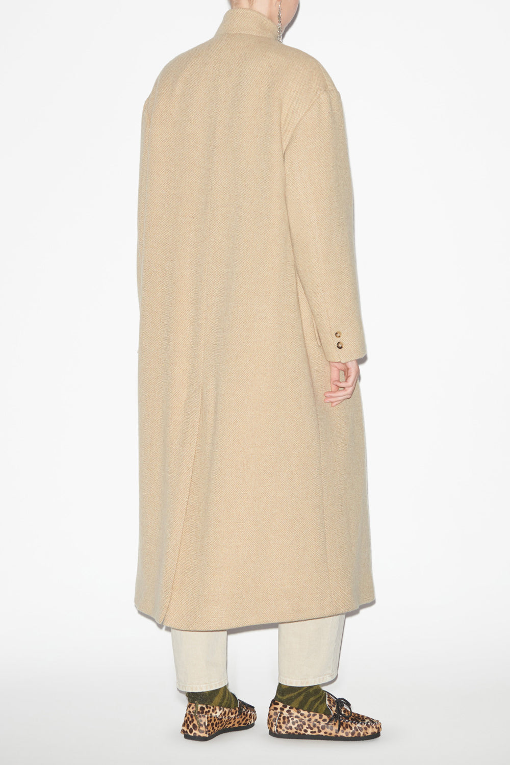 Lewina long wool blend coat - Ecru - Woman - 4