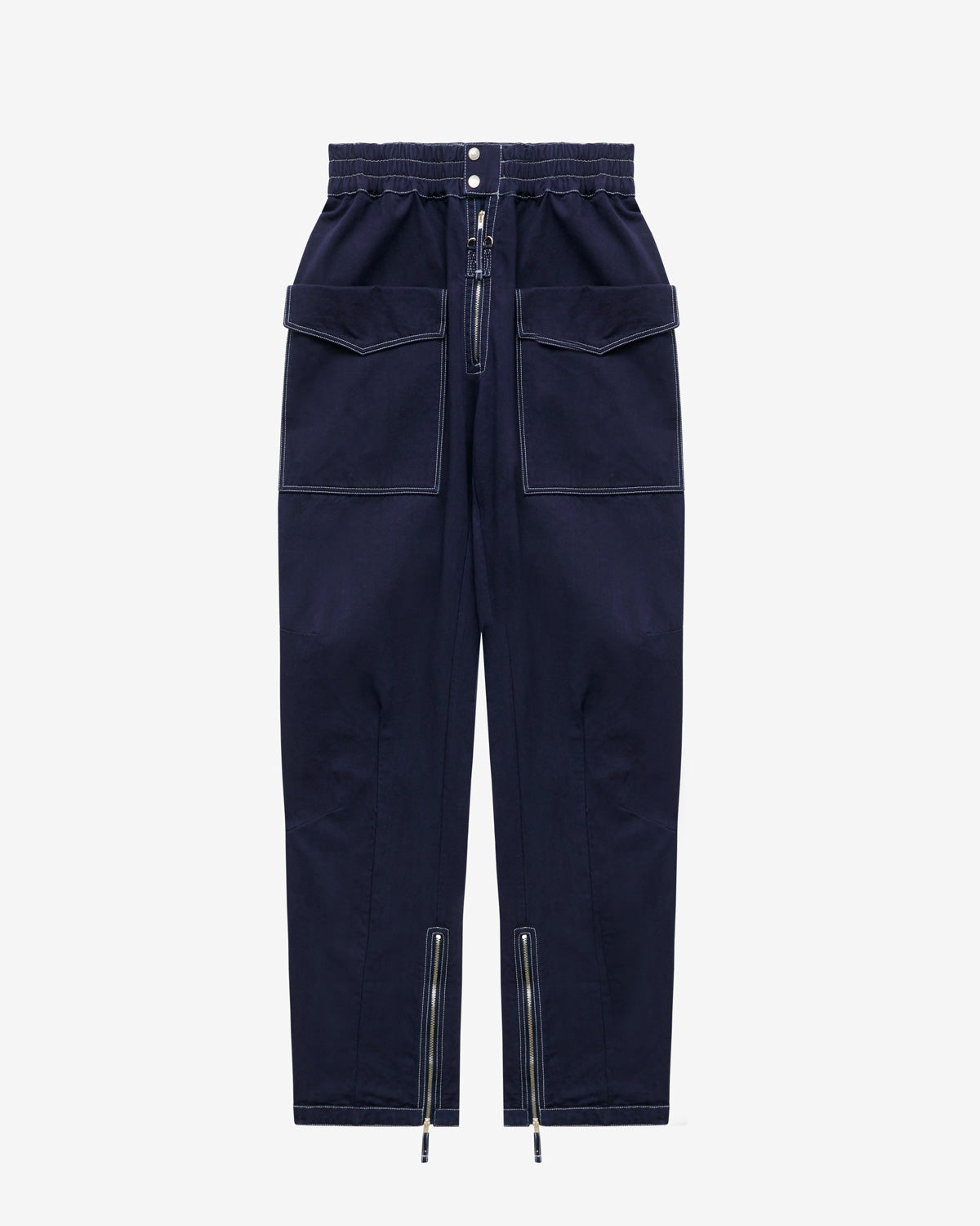 Pantaloni tilseno a carota in cotone con impunture a contrasto - Midnight - Man - 5