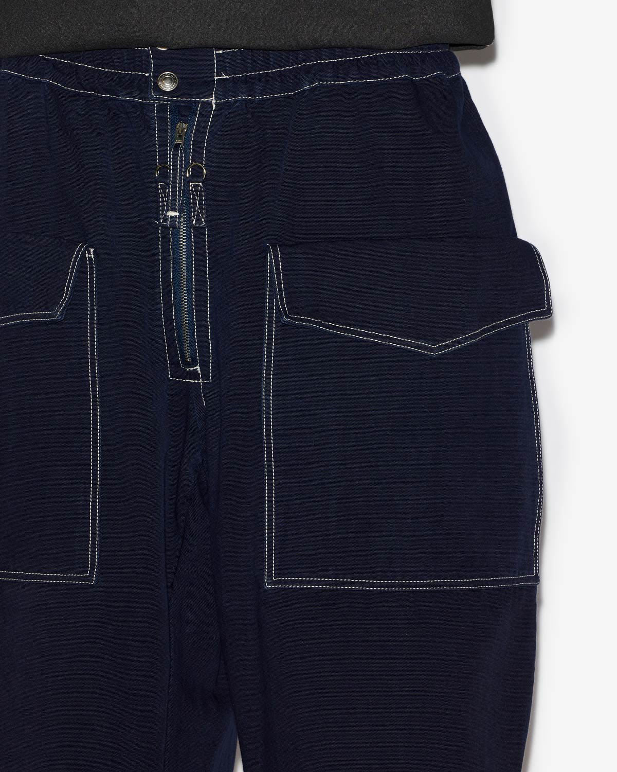 Pantaloni tilseno a carota in cotone con impunture a contrasto - Midnight - Man - 2