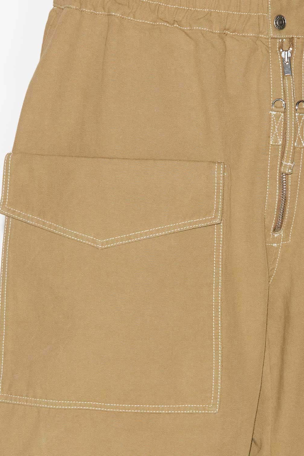Tilseno cotton carrot pants with contrasting topstitches - Khaki - Man - 3