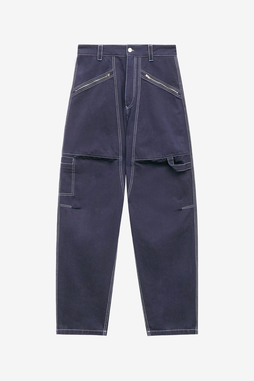 Farker cotton pants with contrasting topstitches - Midnight - Man - 1