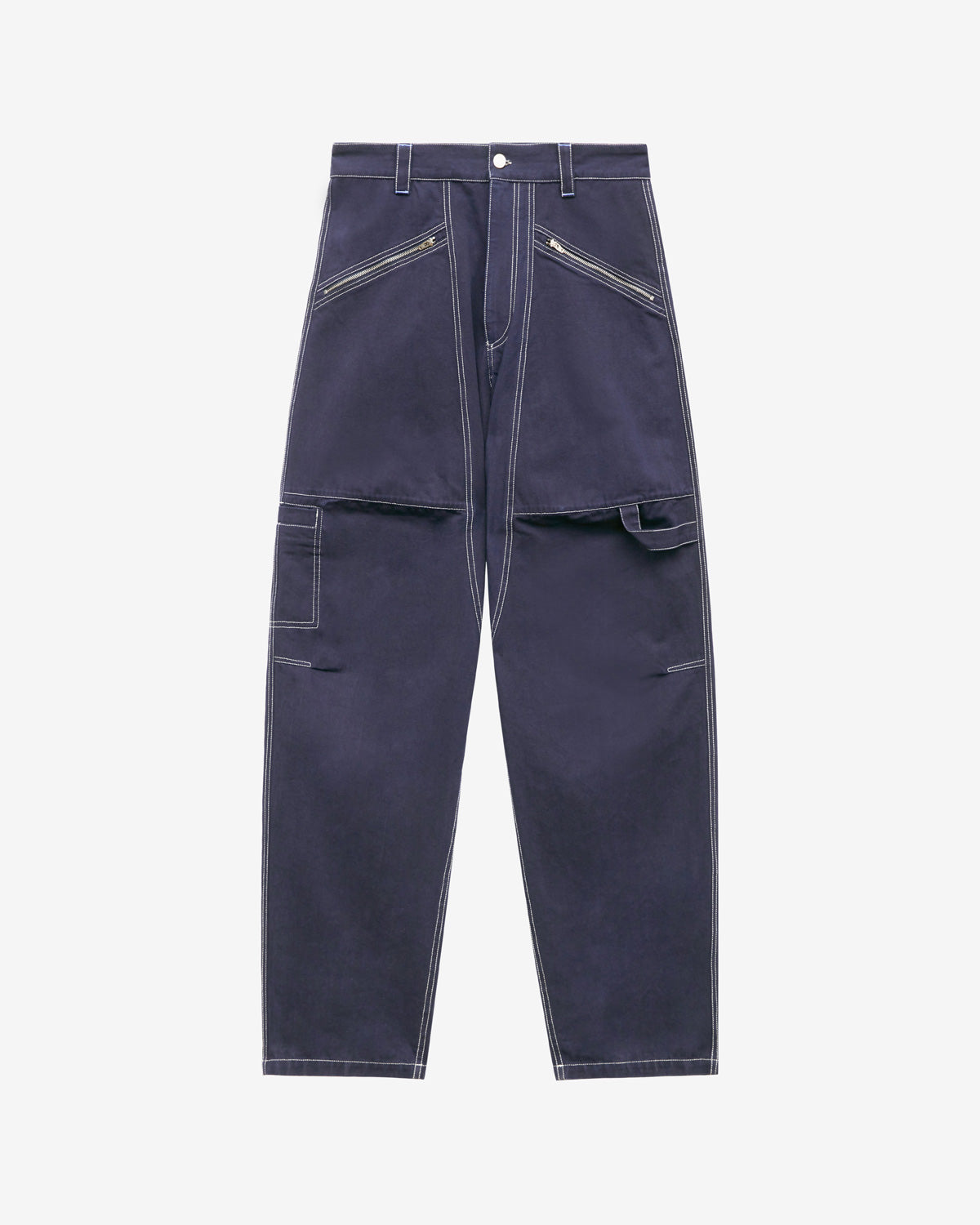 Farker cotton pants with contrasting topstitches - Midnight - Man - 5