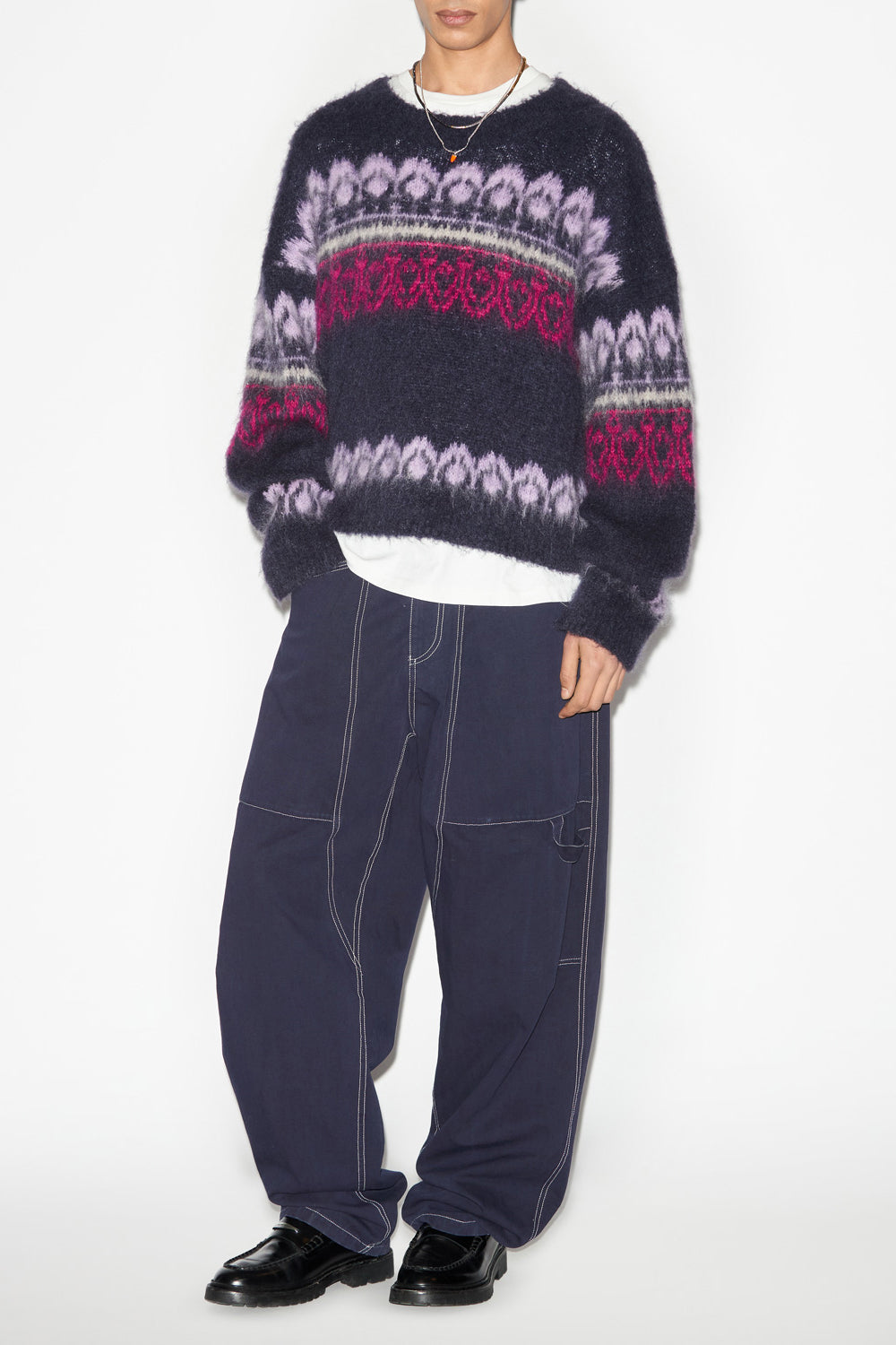 Farker cotton pants with contrasting topstitches - Midnight - Man - 2