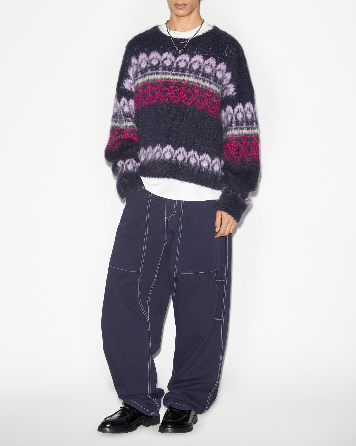 Farker cotton pants with contrasting topstitches - Midnight - Man - 1