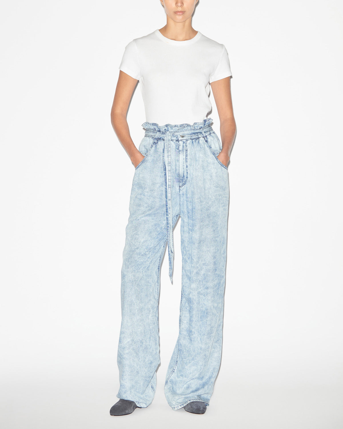 Priana loose fit chambray pants - Blue - Woman - 1