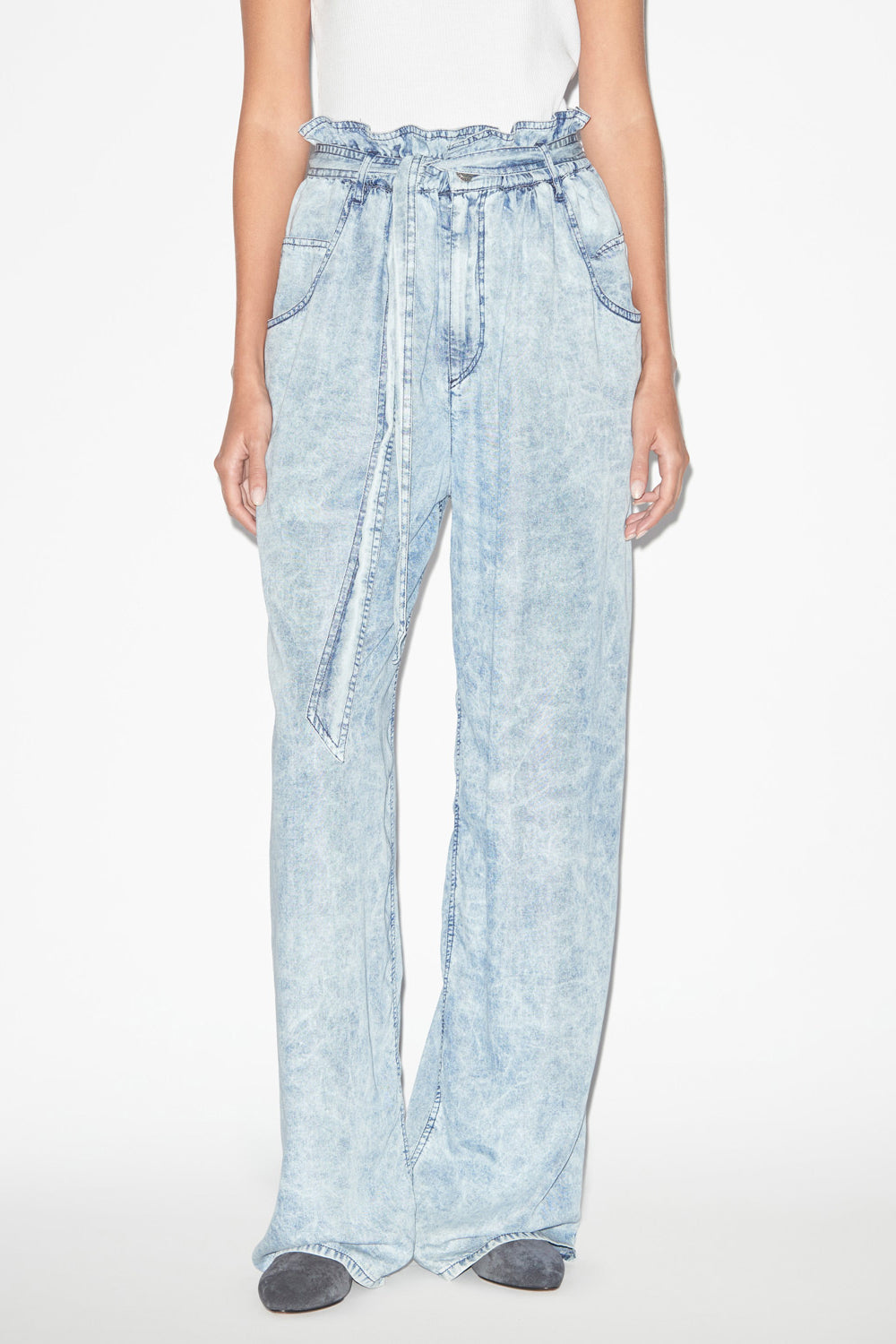 Pantalon ample en chambray priana - Bleu - Woman - 4