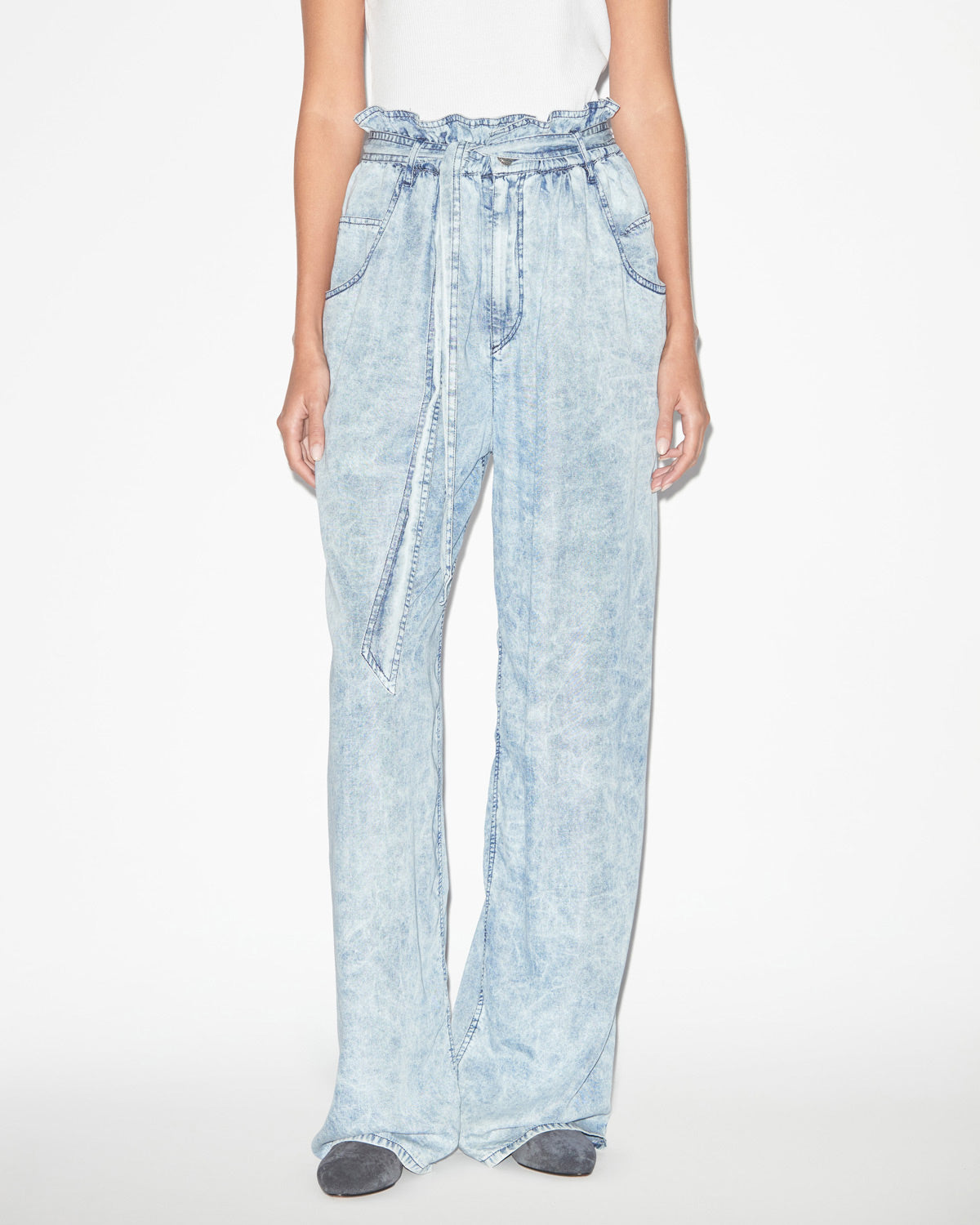 Priana loose fit chambray pants - Blue - Woman - 3