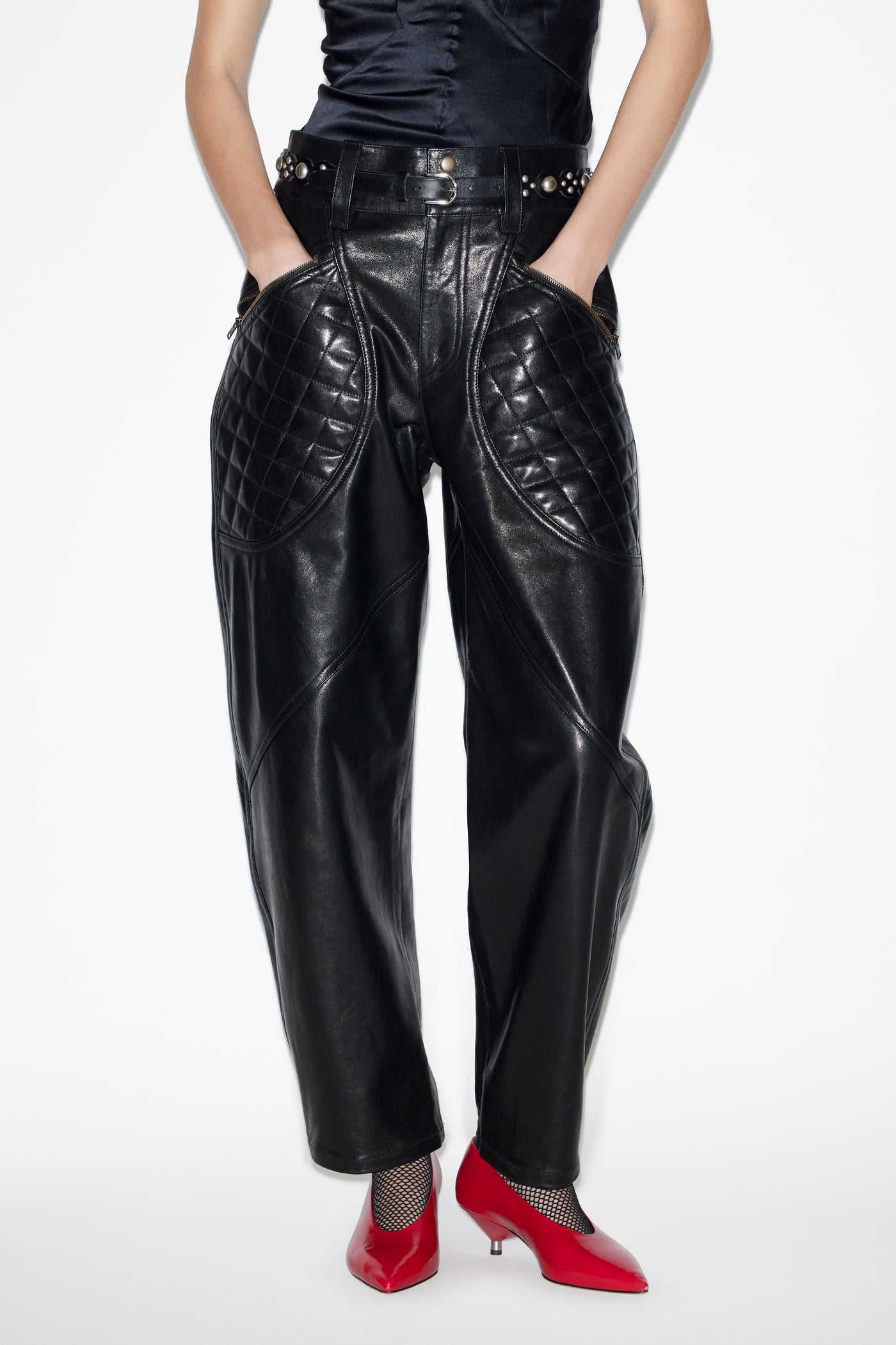 Pantalon en cuir d'agneau catarina - Noir - Woman - 4