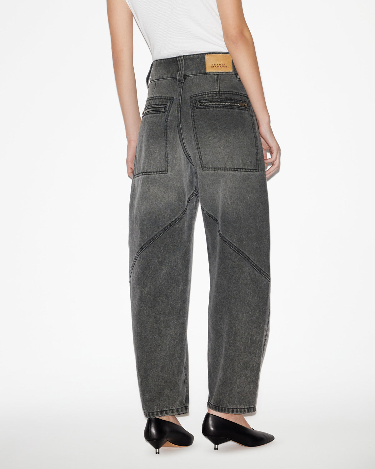 Jeans catarina in denim con dettagli trapuntati - Grigio scuro - Woman - 4