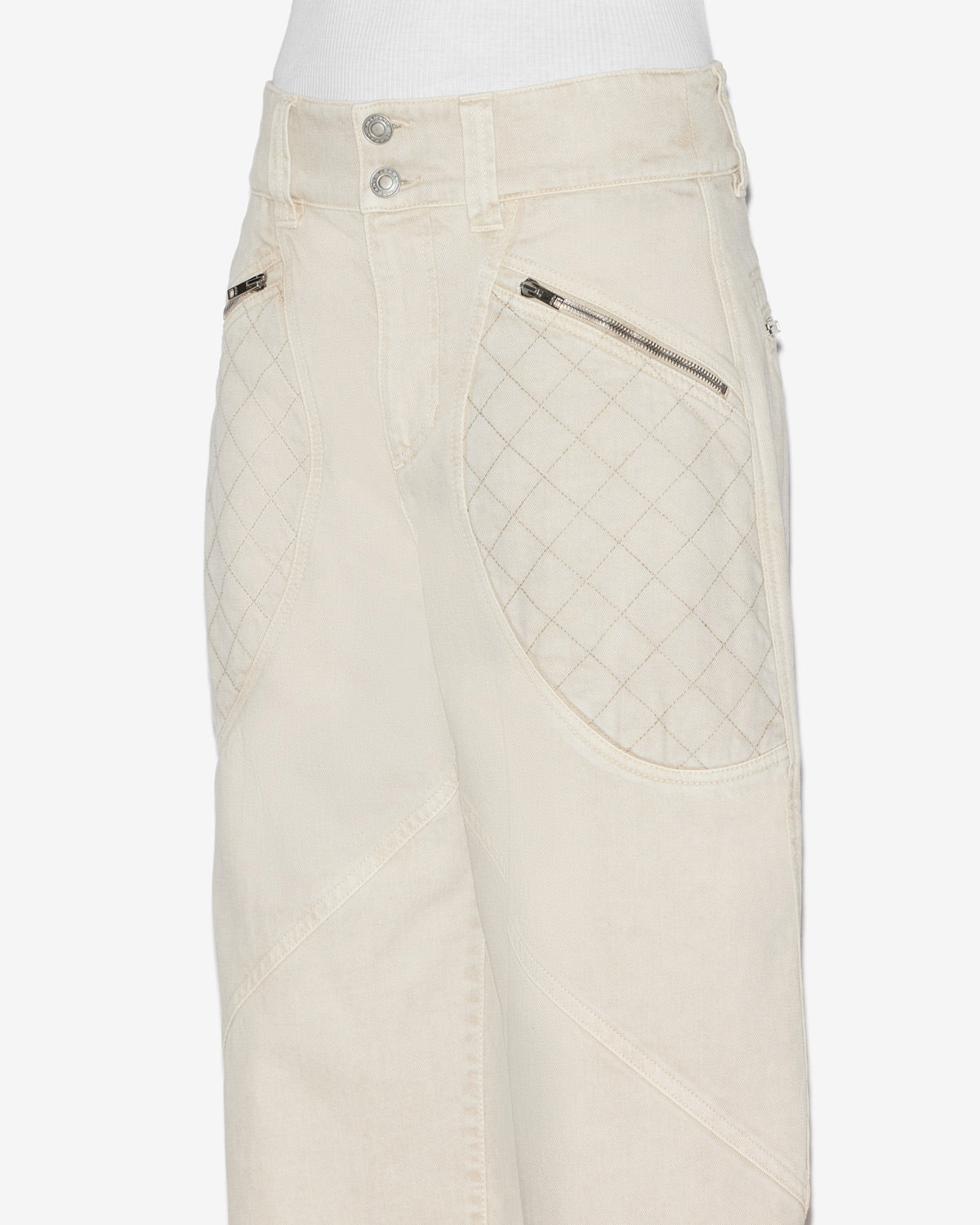 Catarina denim jeans with quilted details - Ecru - Woman - 2