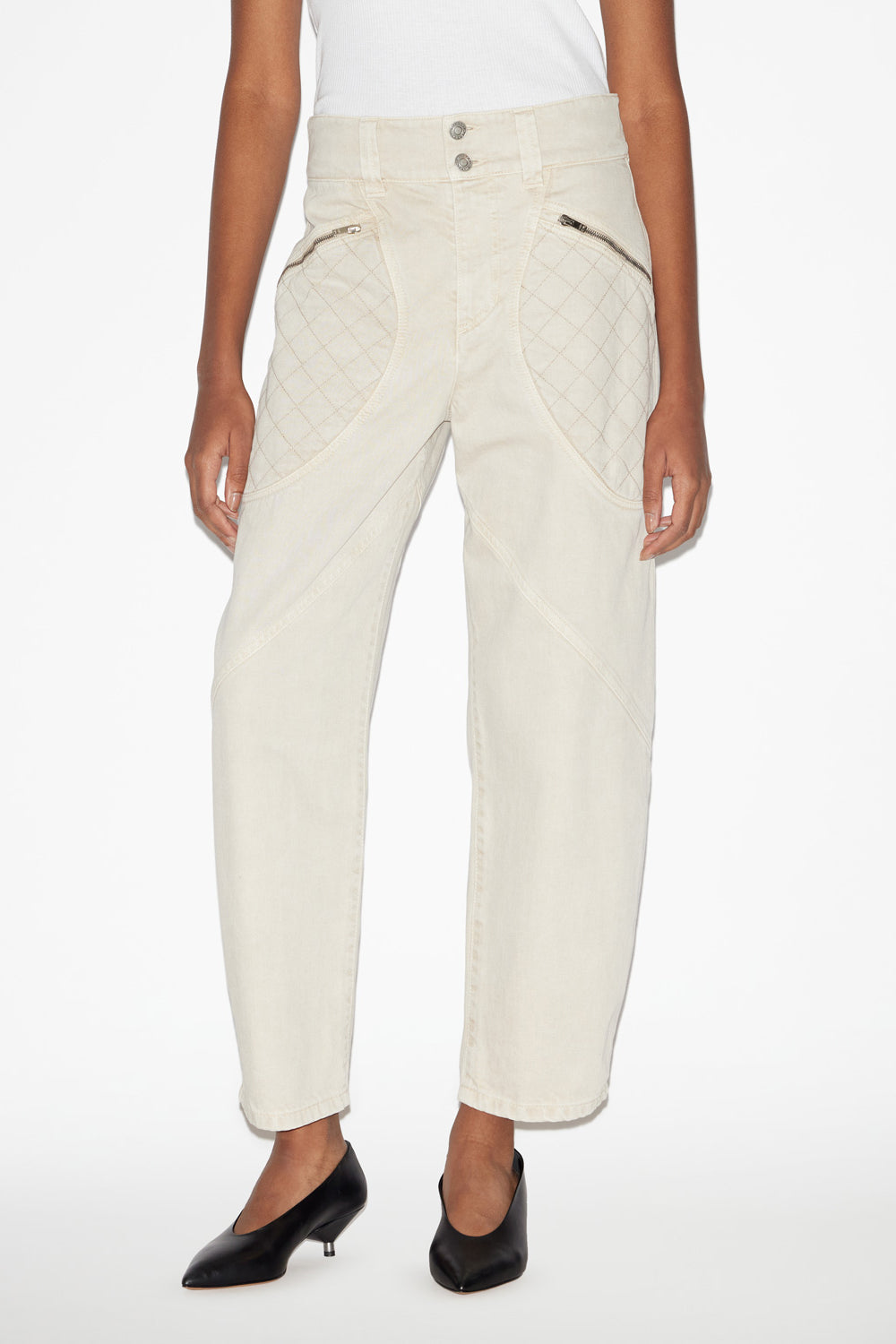 Jean en denim à détails matelassés catarina - Écru - Woman - 4