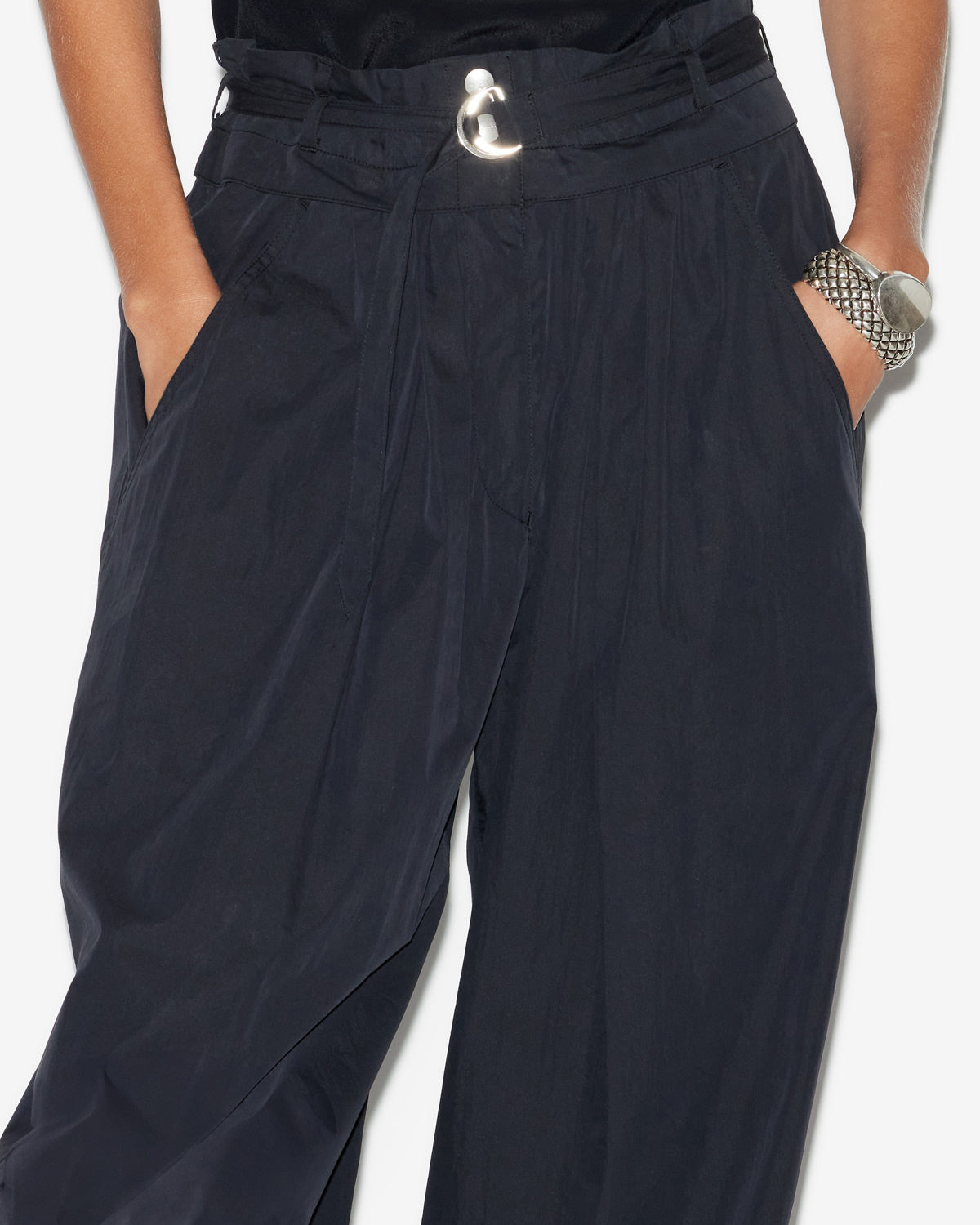 Pantalon inspiration baroudeur en coton mélangé uni celia - Noir délavé - Woman - 2