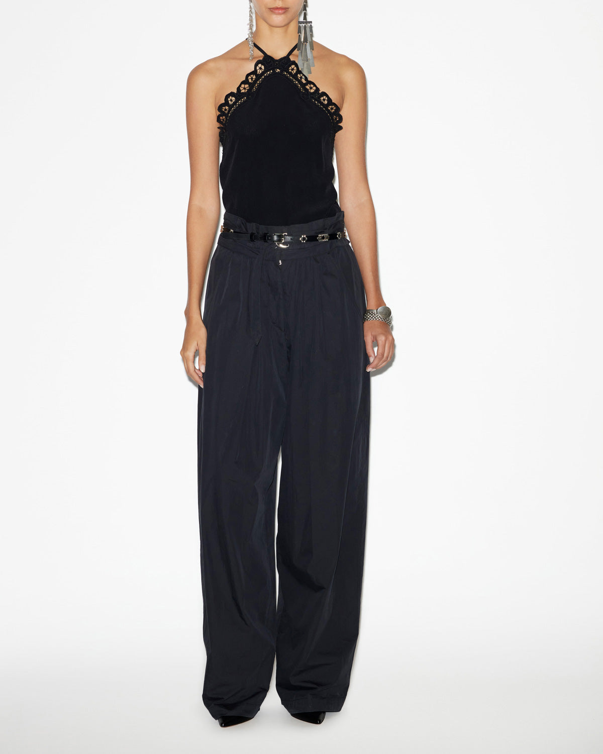 Pantalon inspiration baroudeur en coton mélangé uni celia - Noir délavé - Woman - 1