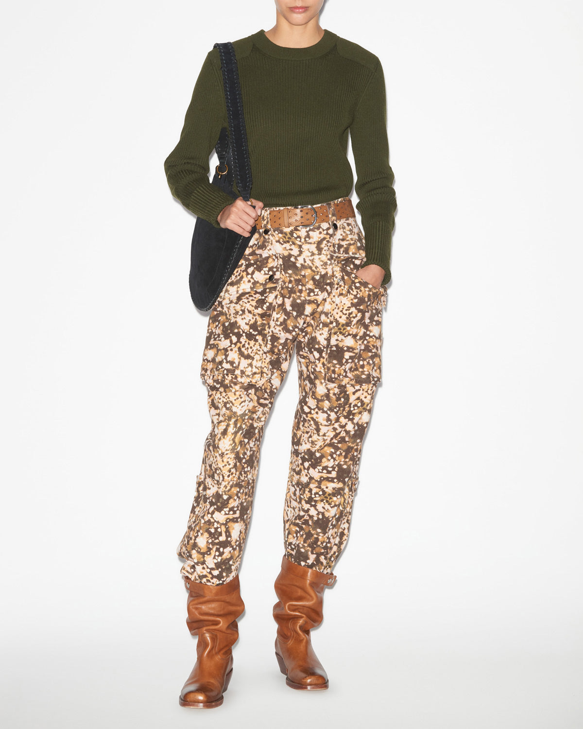 Workwear-inspirierte hose jannick aus einfarbiger baumwolle - Khaki - Woman - 1