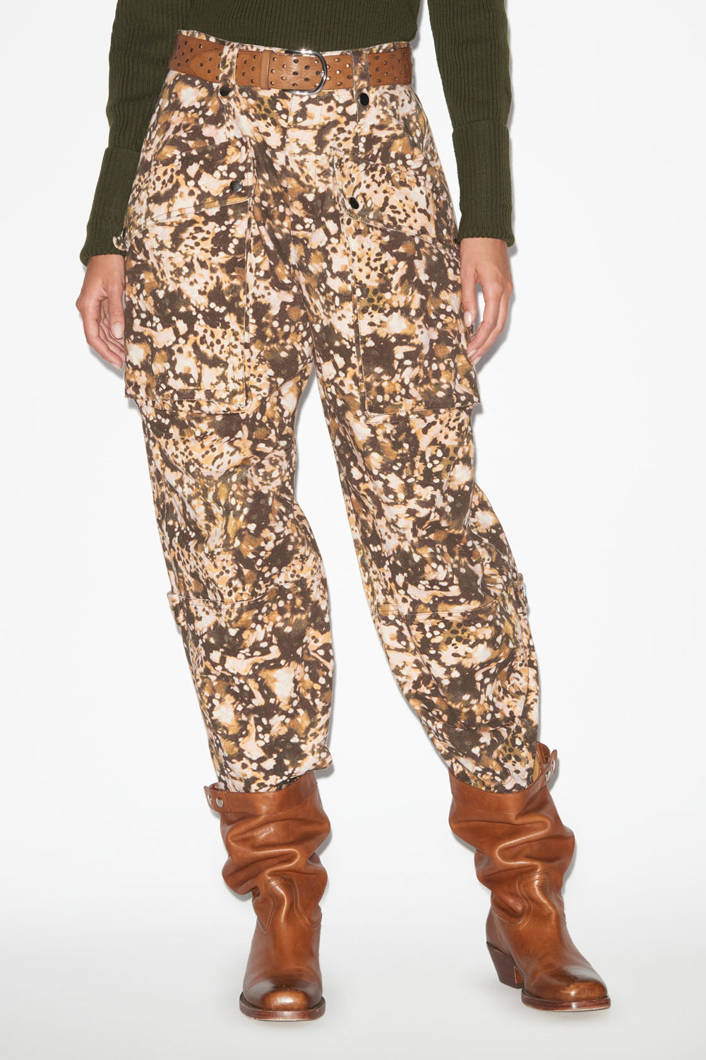 Pantalon inspiration workwear en coton uni jannick - Kaki - Woman - 4