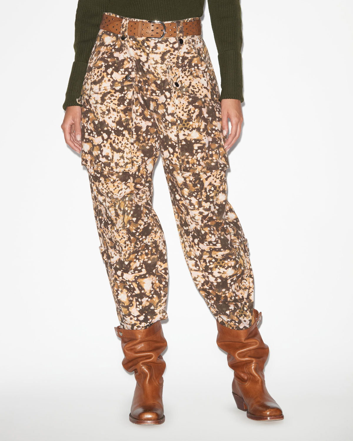 Workwear-inspirierte hose jannick aus einfarbiger baumwolle - Khaki - Woman - 3