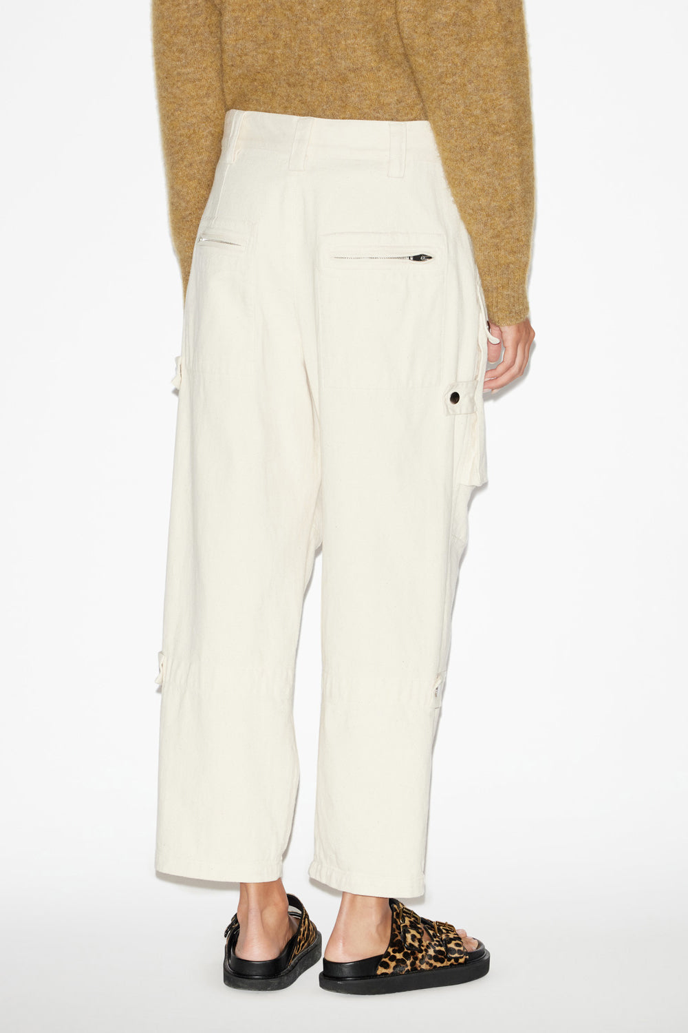 Pantalon inspiration workwear en coton uni jannick - Écru - Woman - 4