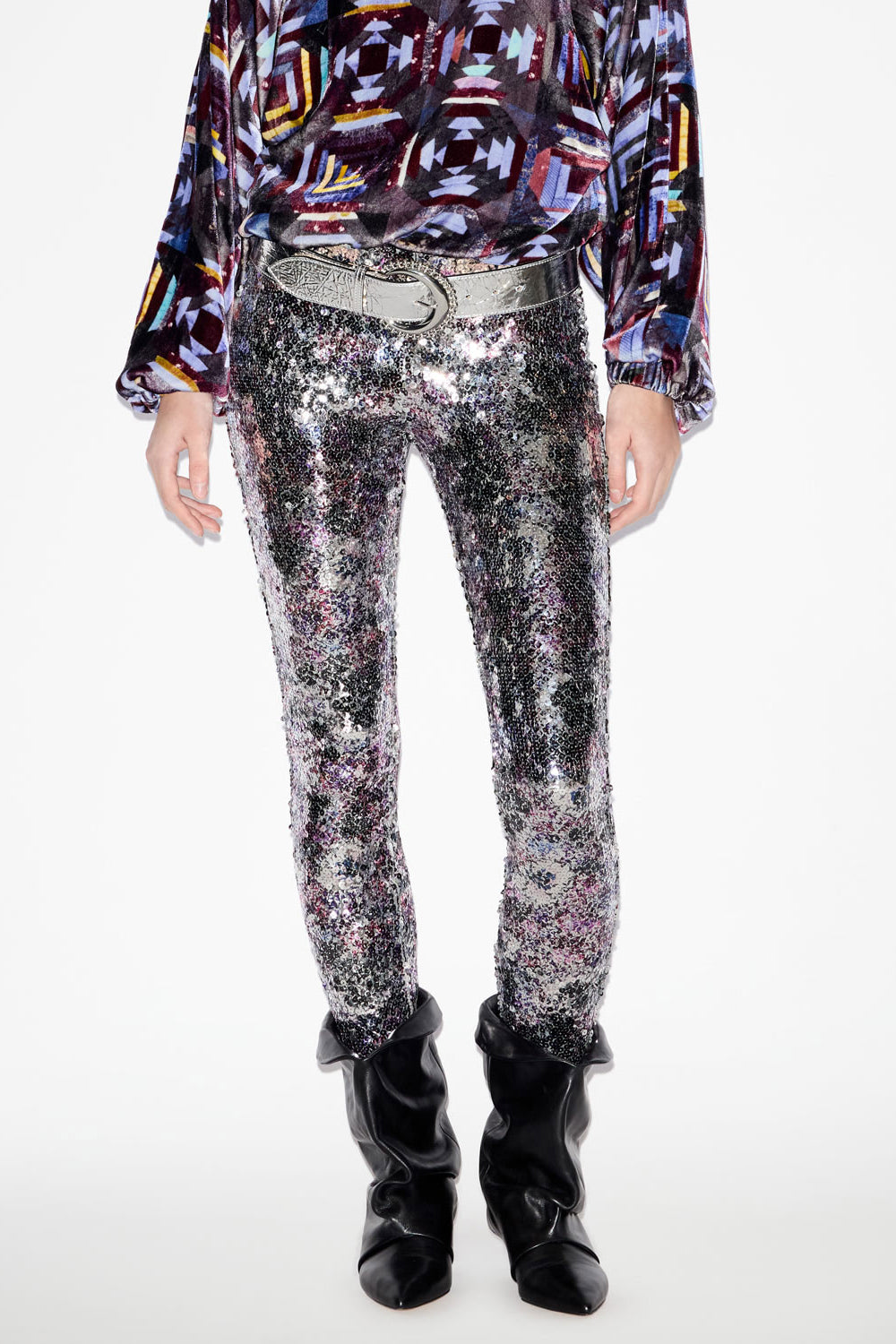 Legging en sequins imprimés bella - Violet-argenté - Woman - 4
