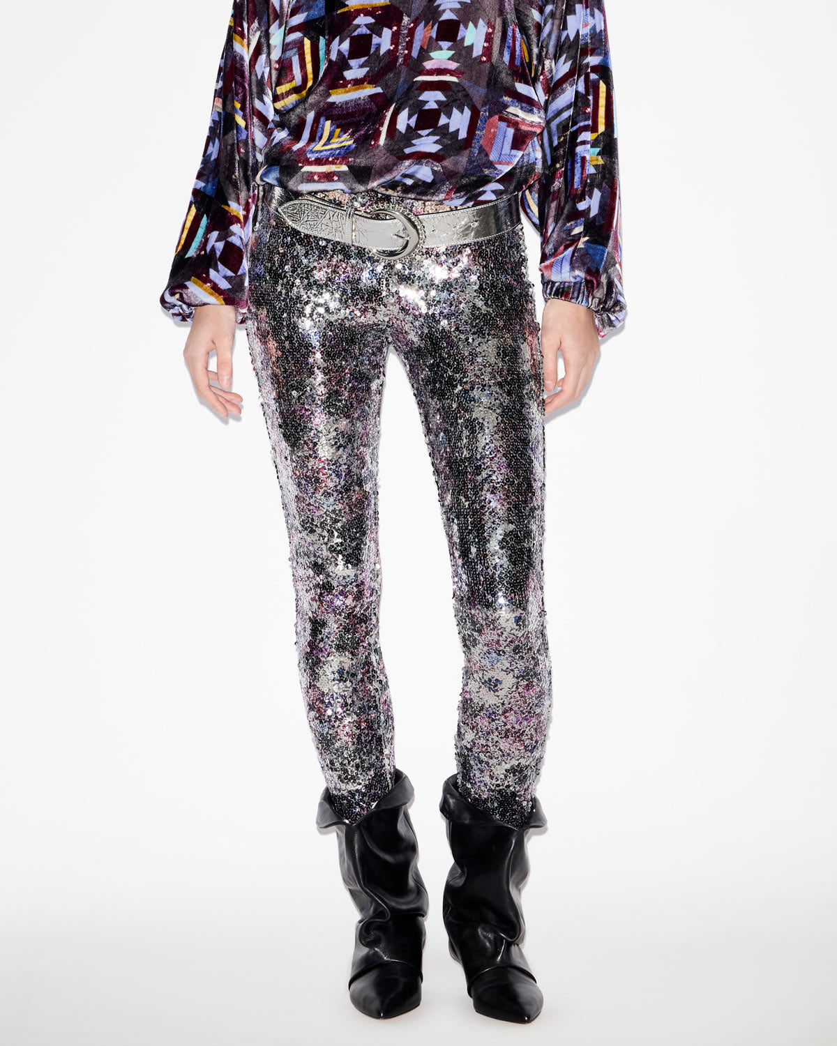 Leggings bella mit bedruckten pailletten - Purple-silver - Woman - 3