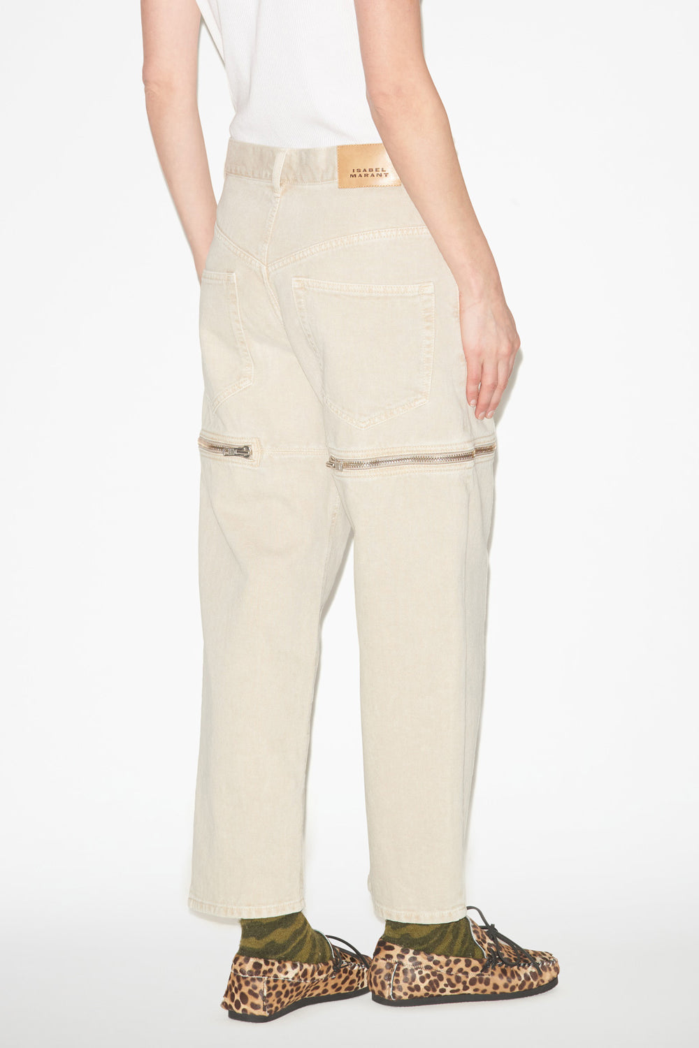 Jean ample en denim avec zips salia - Écru - Woman - 5