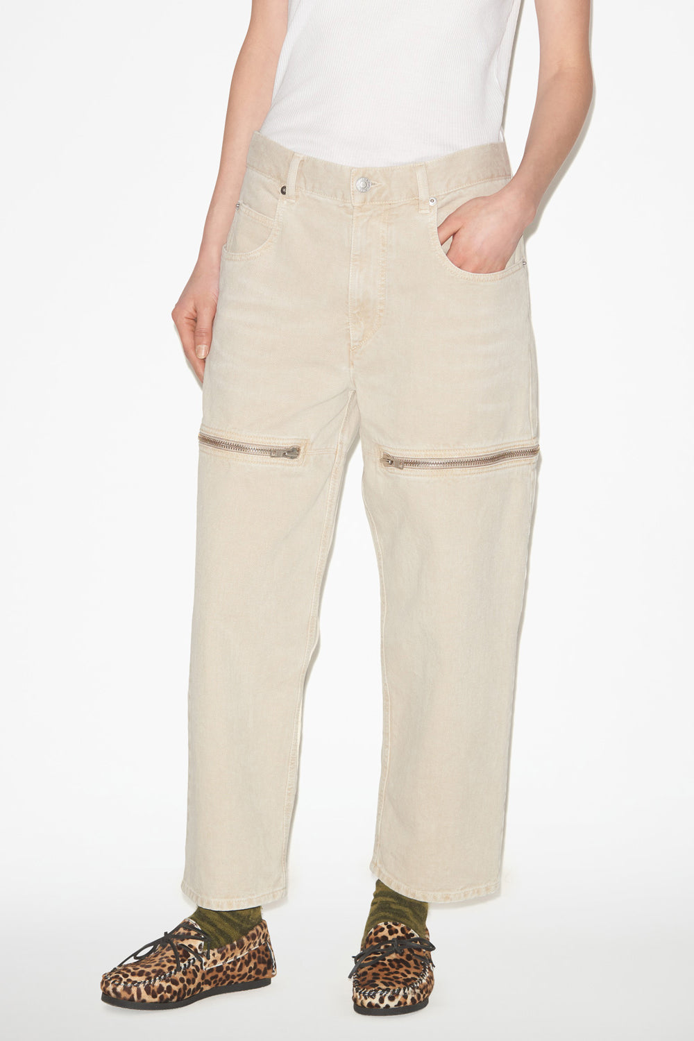 Jean ample en denim avec zips salia - Écru - Woman - 4