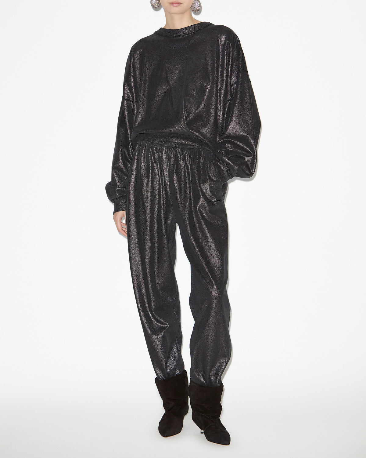 Prunelia casual metallic pants - Metallic black - Woman - 1